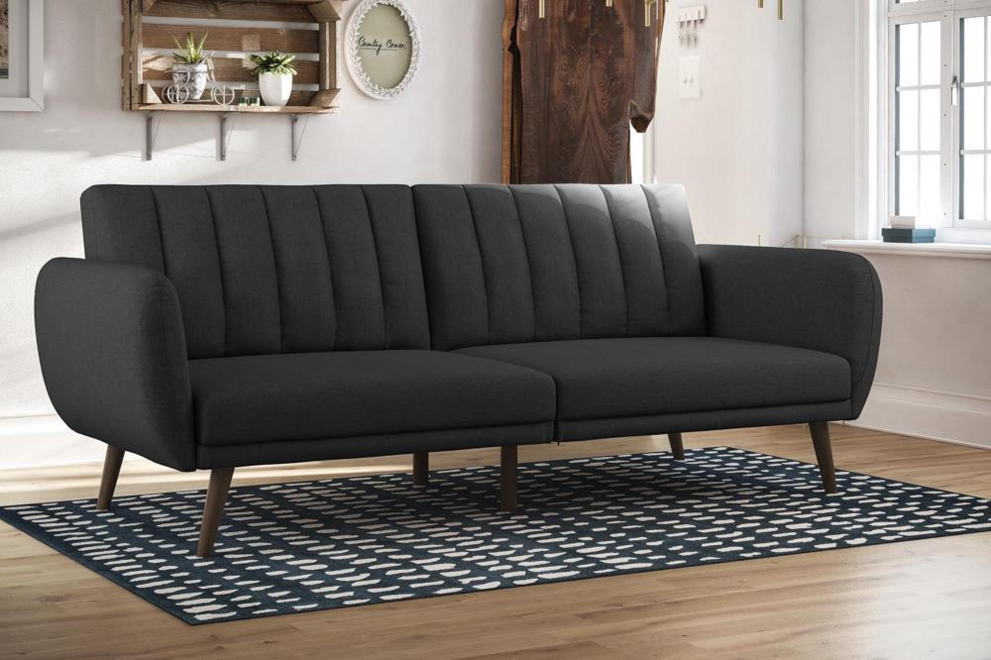 Product photograph of Alphason Novogratz Brittany Dark Grey Linen Futon Sofa Bed - 2115029nuk from Choice Furniture Superstore.