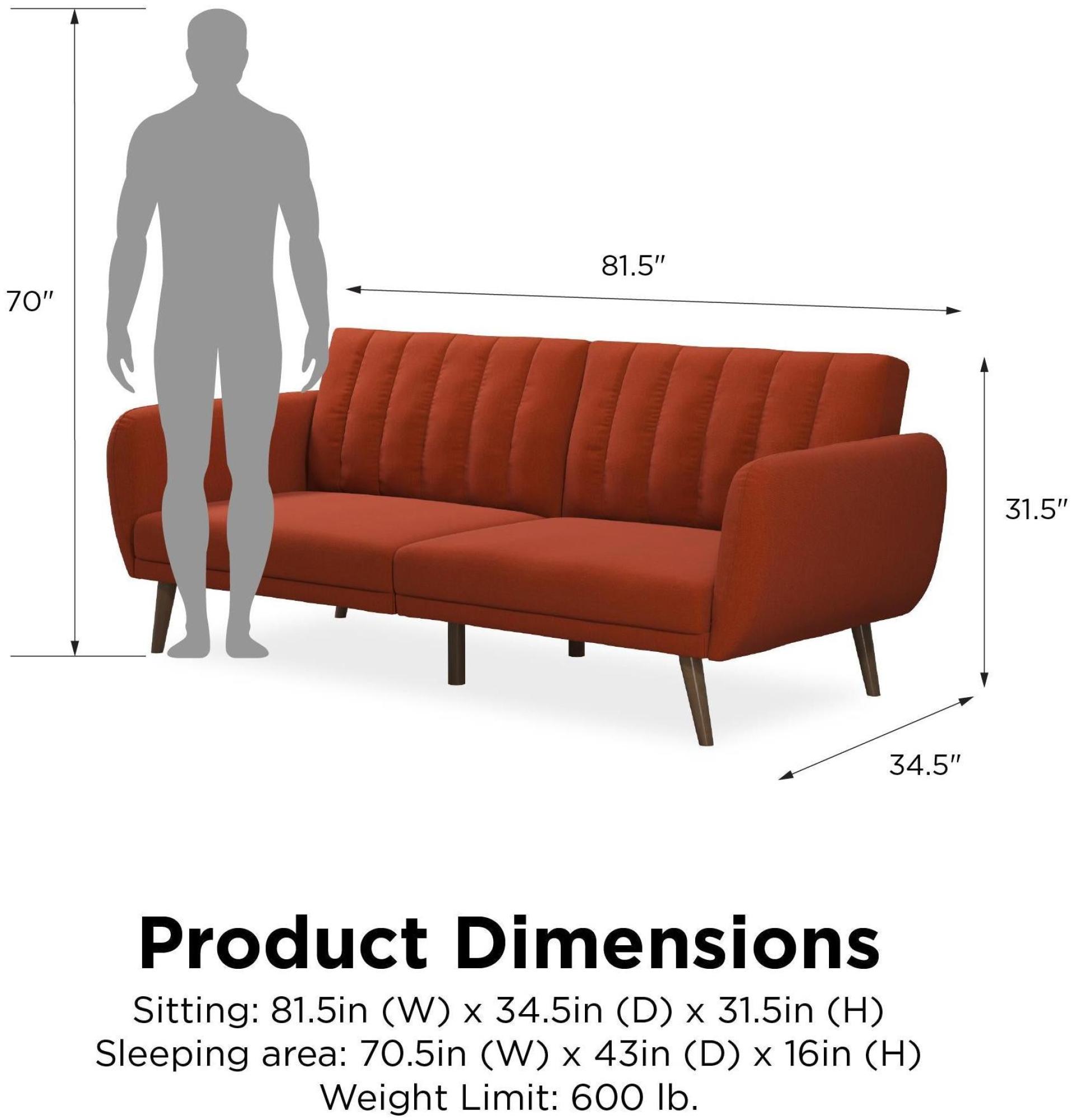 Product photograph of Alphason Novogratz Brittany Orange Linen Futon Sofa Bed - 2115529nuk from Choice Furniture Superstore.