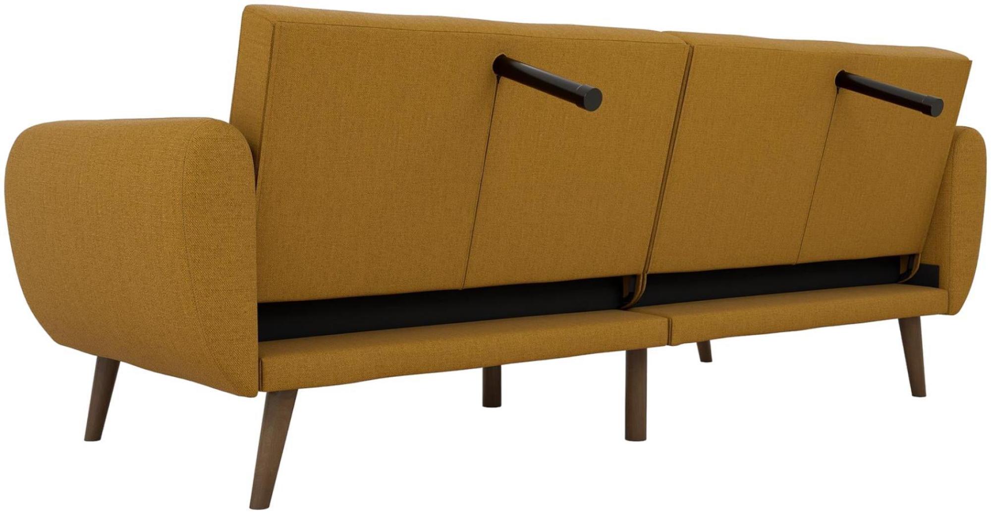 Product photograph of Alphason Novogratz Brittany Mustard Linen Futon Sofa Bed - 2115929nuk from Choice Furniture Superstore.