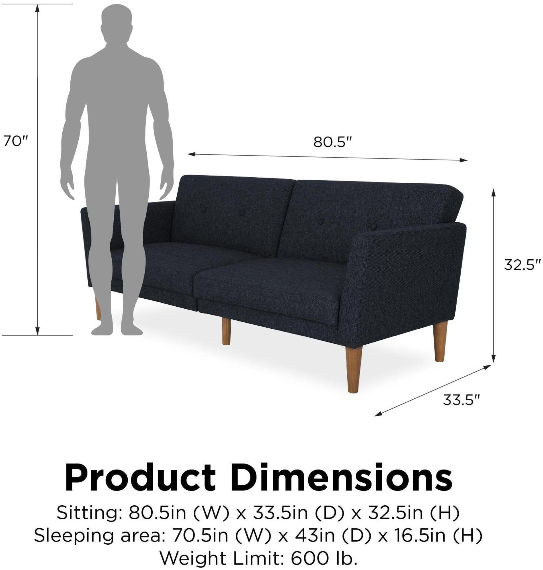 Product photograph of Alphason Novogratz Regal Blue Linen Futon Sofa Bed - 2180629nuk from Choice Furniture Superstore.