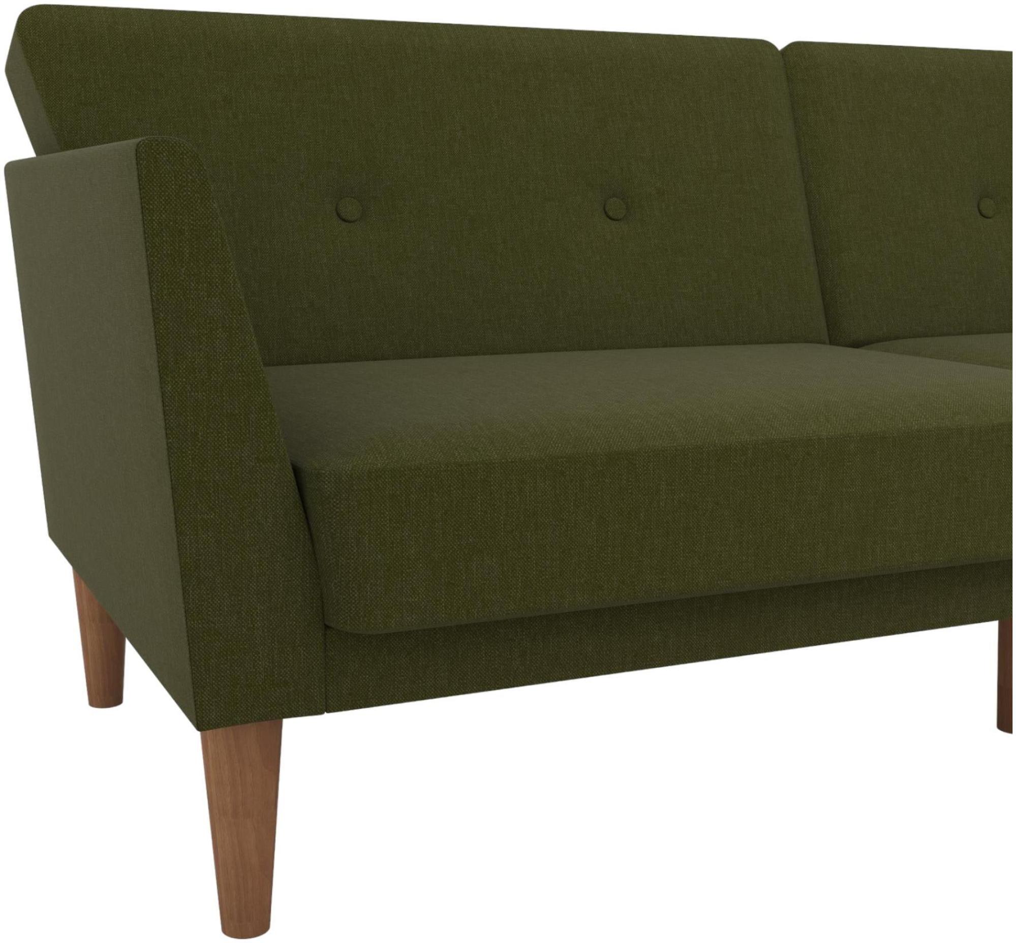 Product photograph of Alphason Novogratz Regal Green Linen Futon Sofa Bed - 2180929nuk from Choice Furniture Superstore.