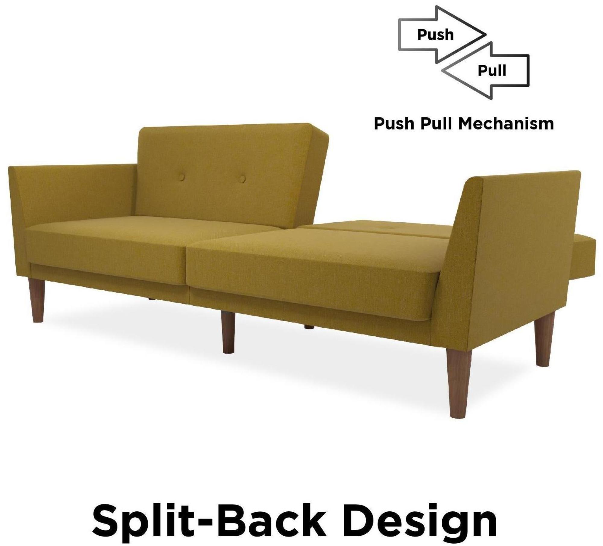 Product photograph of Alphason Novogratz Regal Mustard Linen Futon Sofa Bed - 2180329nuk from Choice Furniture Superstore.