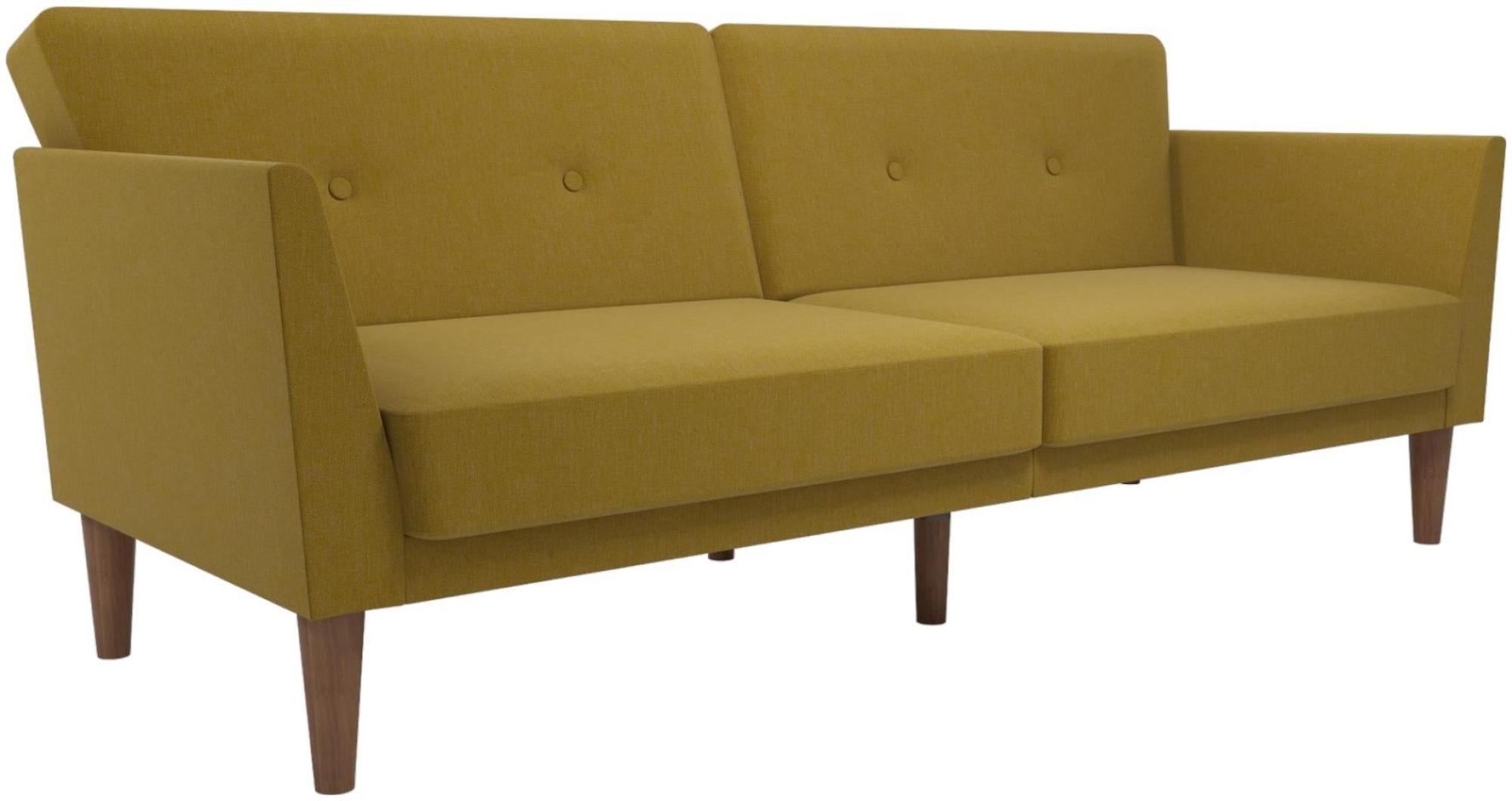 Product photograph of Alphason Novogratz Regal Mustard Linen Futon Sofa Bed - 2180329nuk from Choice Furniture Superstore.