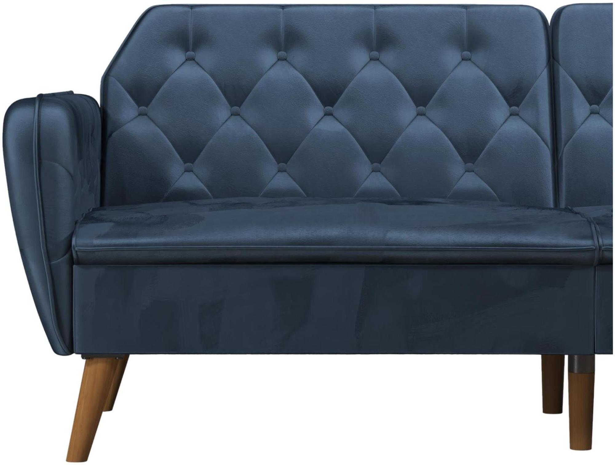 Product photograph of Alphason Novogratz Tallulah Blue Velvet Futon Sofa Bed - 2144679nuk from Choice Furniture Superstore.