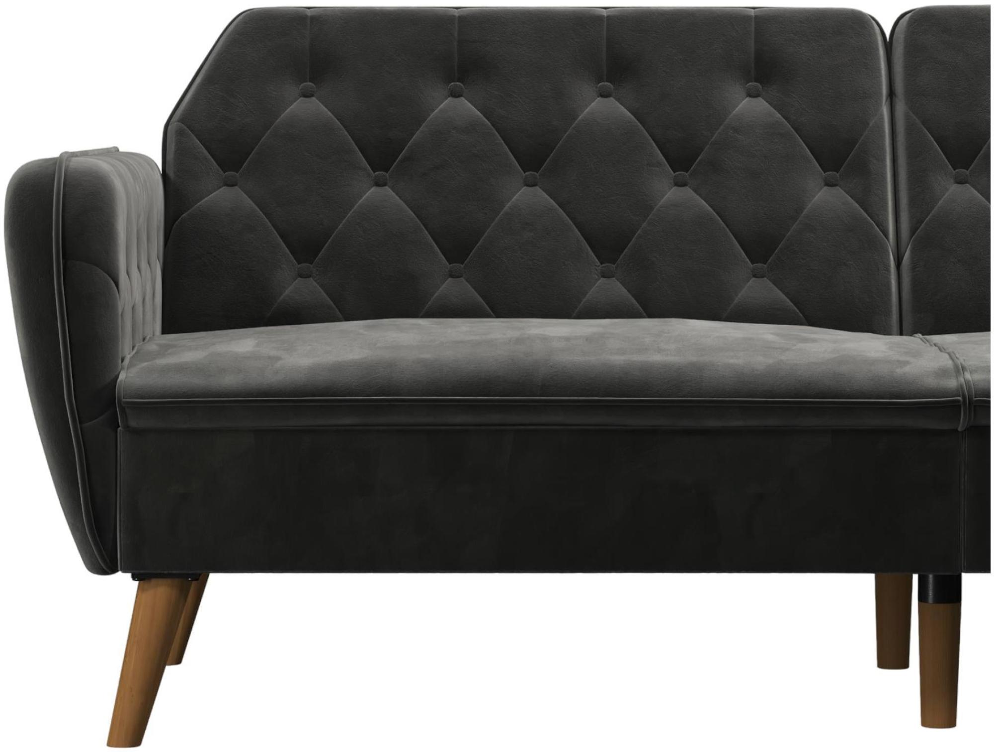 Product photograph of Alphason Novogratz Tallulah Grey Velvet Futon Sofa Bed - 2144479nuk from Choice Furniture Superstore.