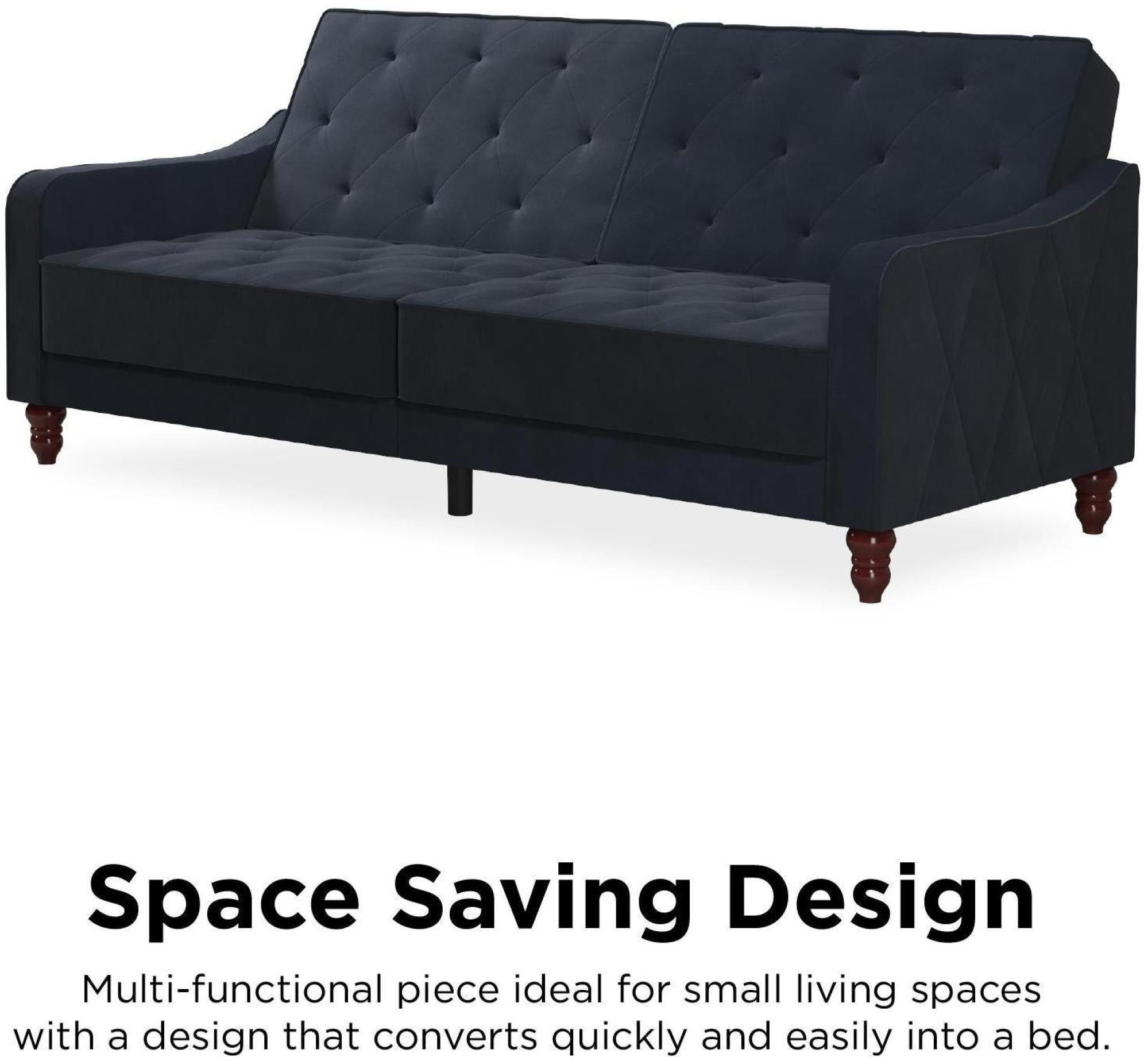 Product photograph of Alphason Novogratz Vintage Blue Velvet Tufted Futon Sofa Bed - 2238679nuk from Choice Furniture Superstore.