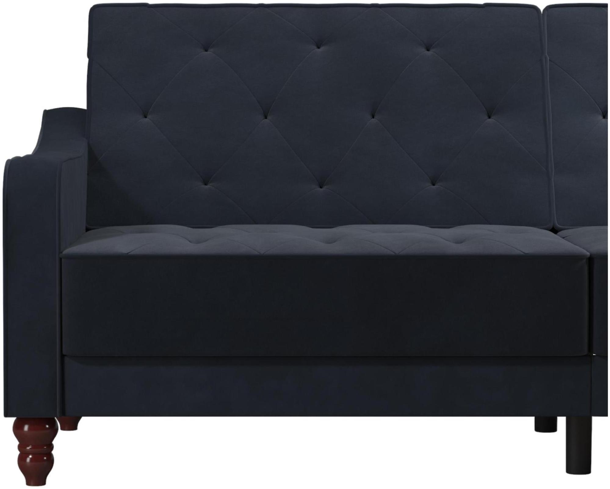 Product photograph of Alphason Novogratz Vintage Blue Velvet Tufted Futon Sofa Bed - 2238679nuk from Choice Furniture Superstore.