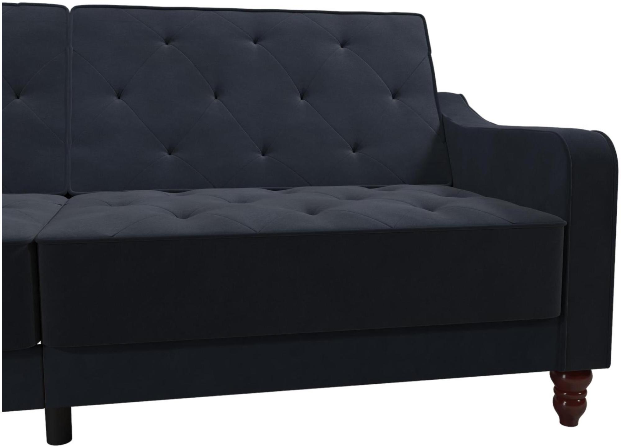 Alphason Novogratz Vintage Blue Velvet Tufted Futon Sofa Bed - 2238679NUK