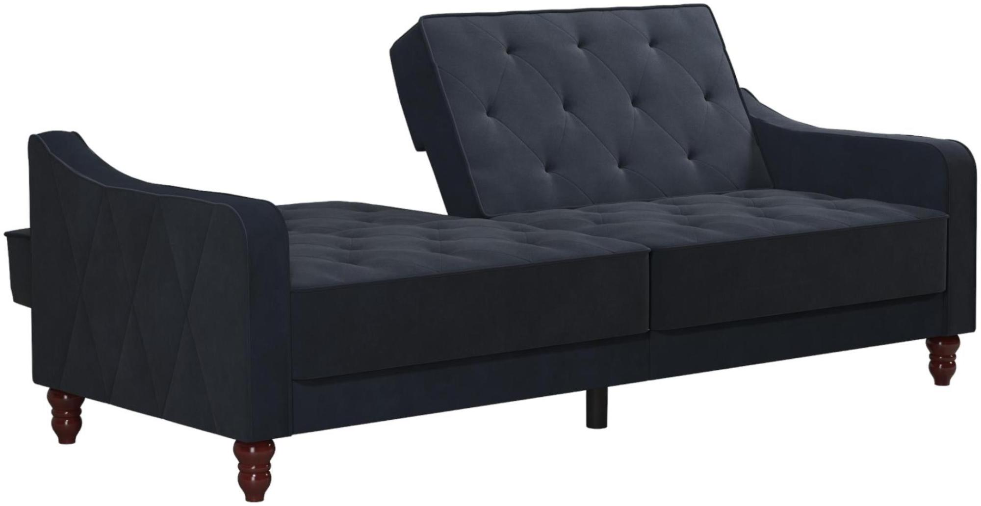 Alphason Novogratz Vintage Blue Velvet Tufted Futon Sofa Bed - 2238679NUK
