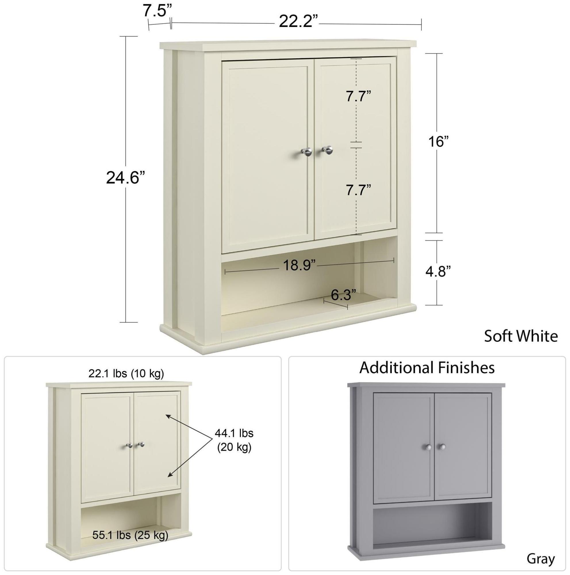 Product photograph of Alphason Franklin 2 Door Wall Cabinet In Grey - 7557815comuk from Choice Furniture Superstore.