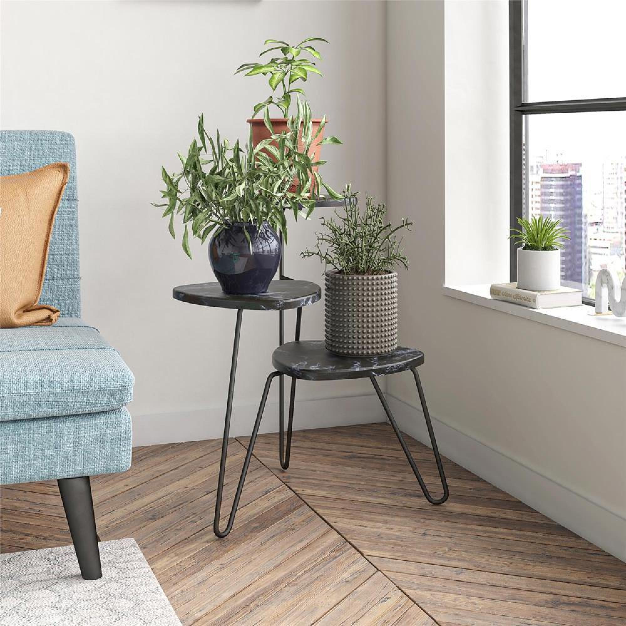 Product photograph of Alphason Novogratz Athena Black Marble Effect Plant Stand - 7029899comnuk from Choice Furniture Superstore.