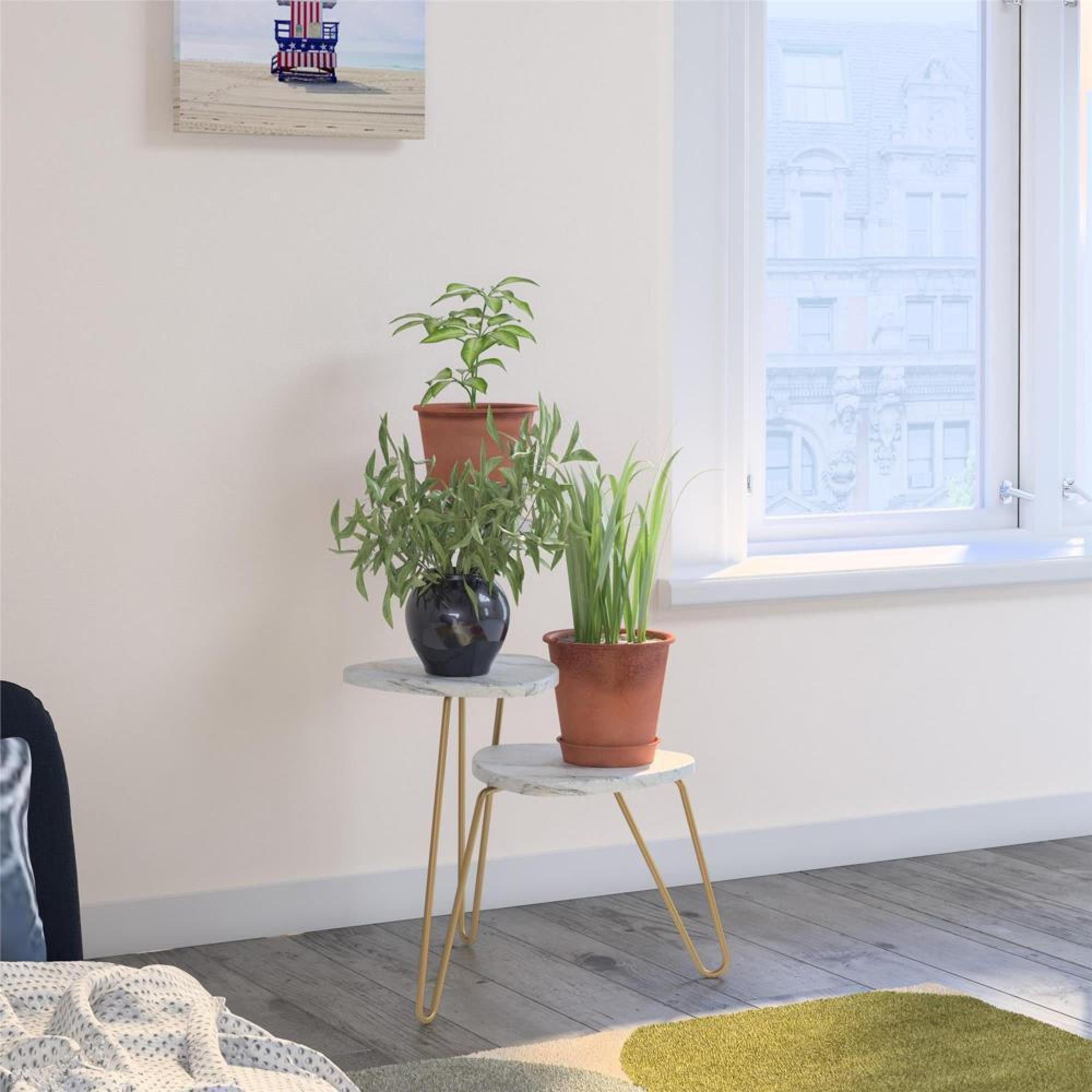 Product photograph of Alphason Novogratz Athena White Marble Effect Plant Stand - 7029891comnuk from Choice Furniture Superstore.
