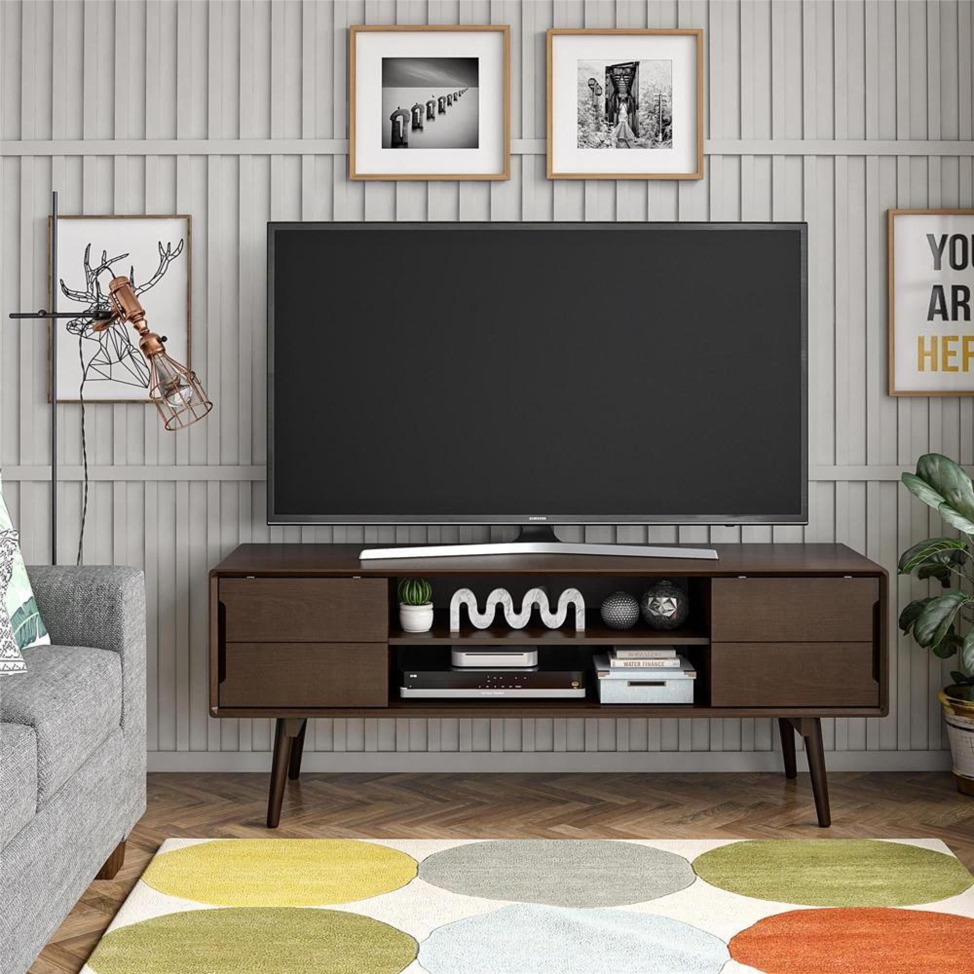 Product photograph of Alphason Novogratz Brittany Walnut Wood Veneer Tv Stand Upto 55inch from Choice Furniture Superstore.