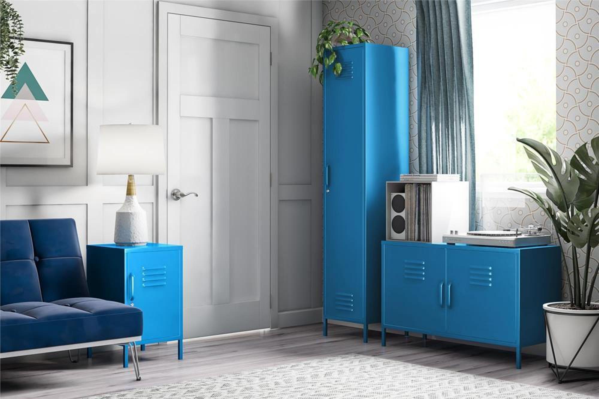 Product photograph of Alphason Novogratz Cache Blue Locker Accent Sideboard - 2 Doors - 4012810comnuk from Choice Furniture Superstore.