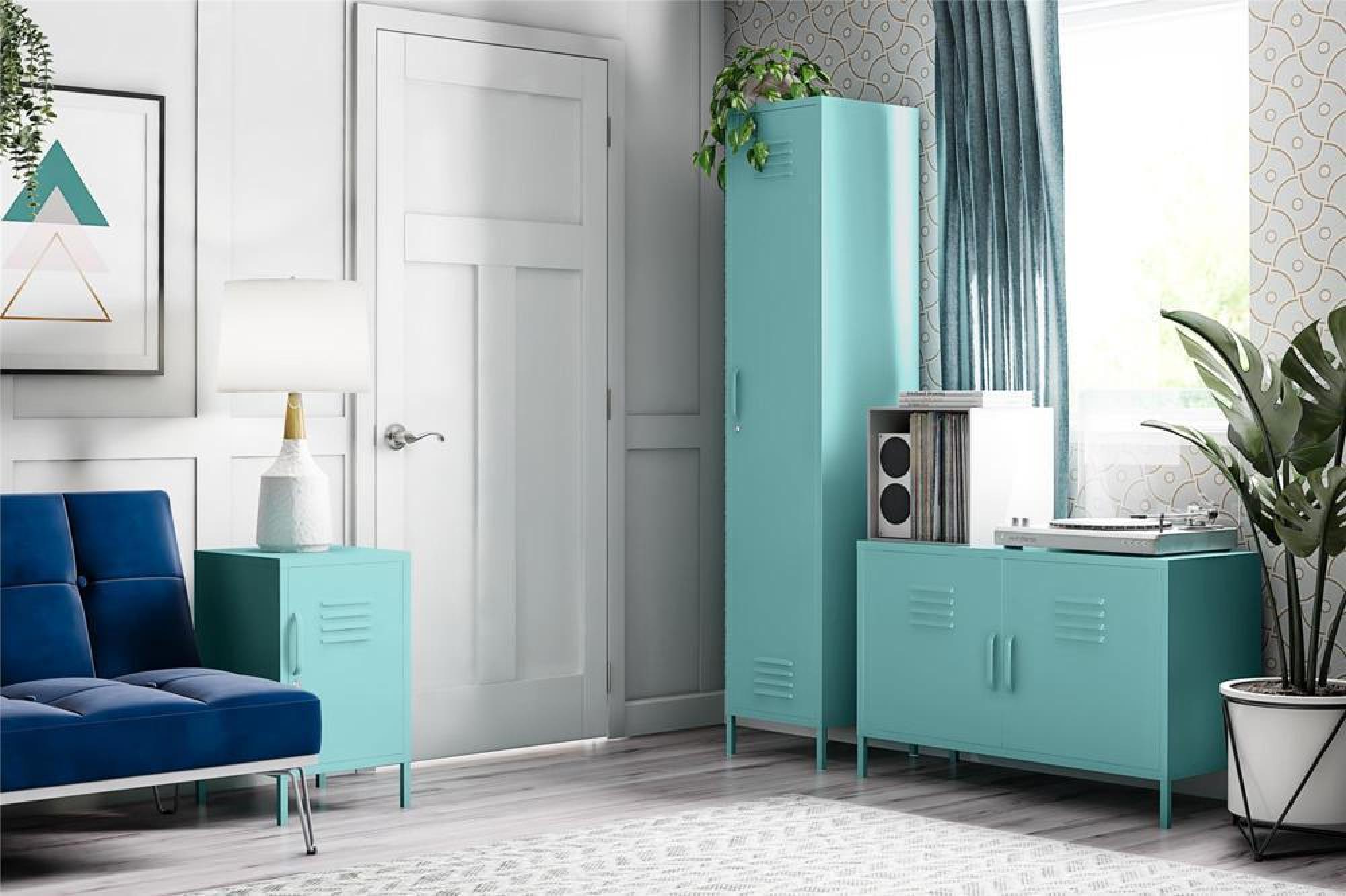 Product photograph of Alphason Novogratz Cache Mint 2 Door Locker Accent Sideboard from Choice Furniture Superstore.