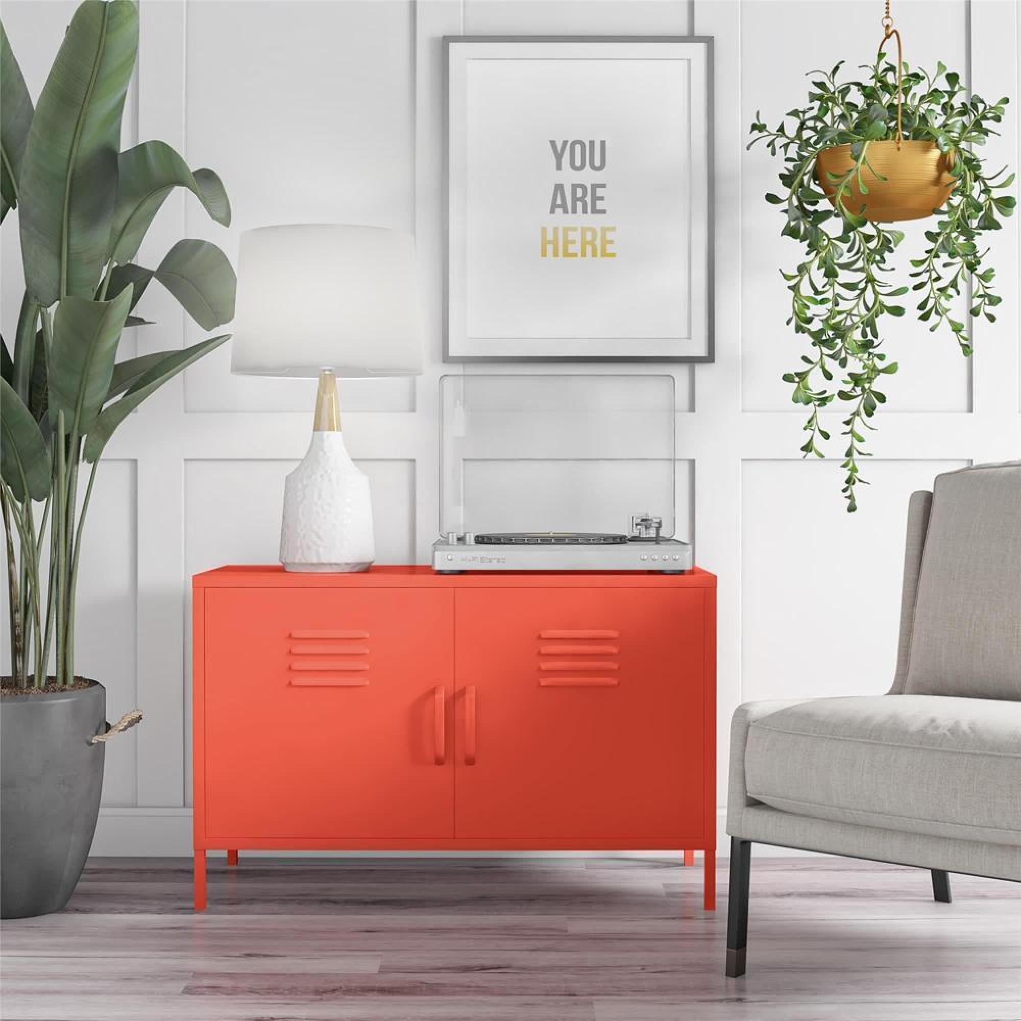 Product photograph of Alphason Novogratz Cache Orange Locker Accent Sideboard - 2 Doors - 4012813comnuk from Choice Furniture Superstore.