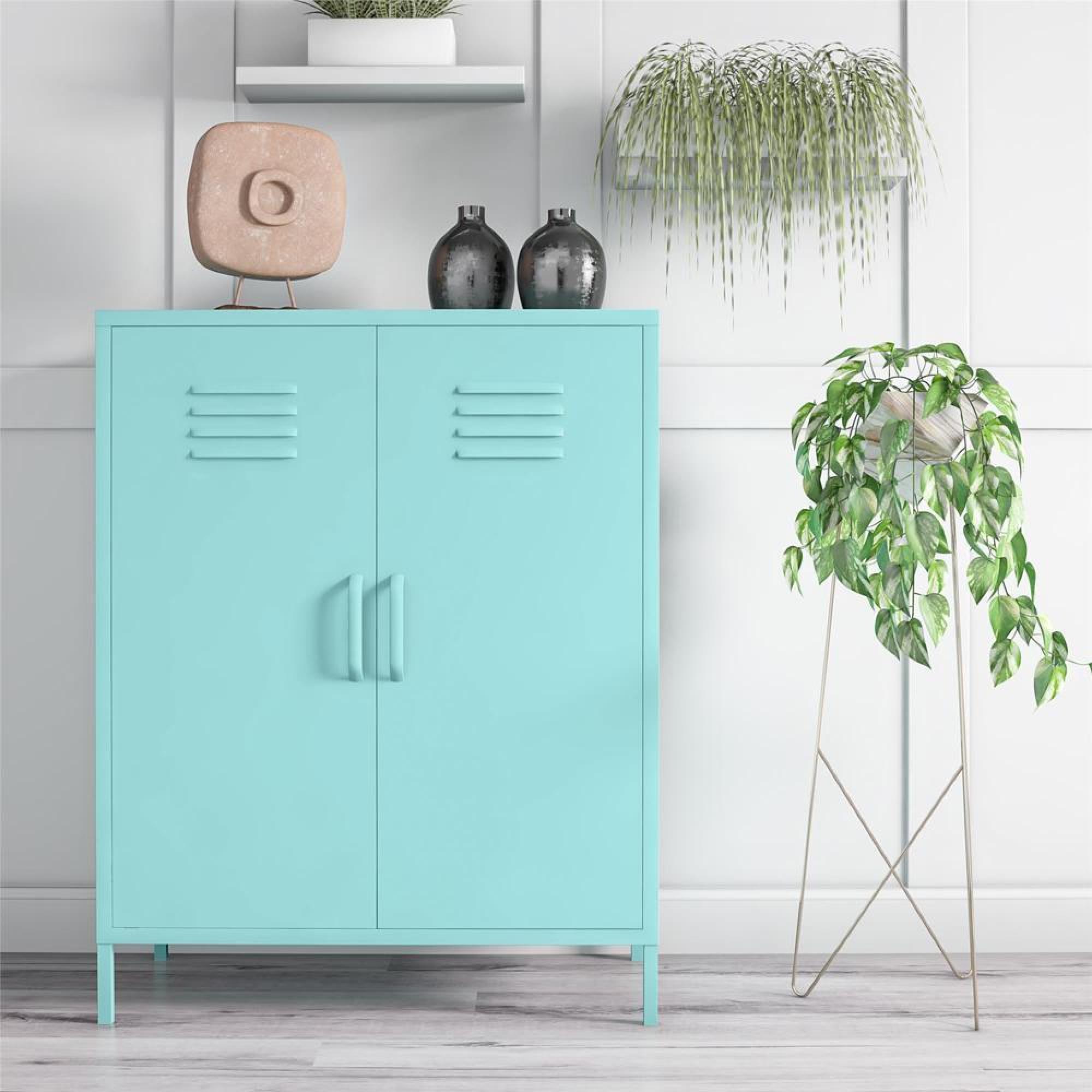 Product photograph of Alphason Novogratz Cache Mint 2 Door Locker Storage Cabinet from Choice Furniture Superstore.