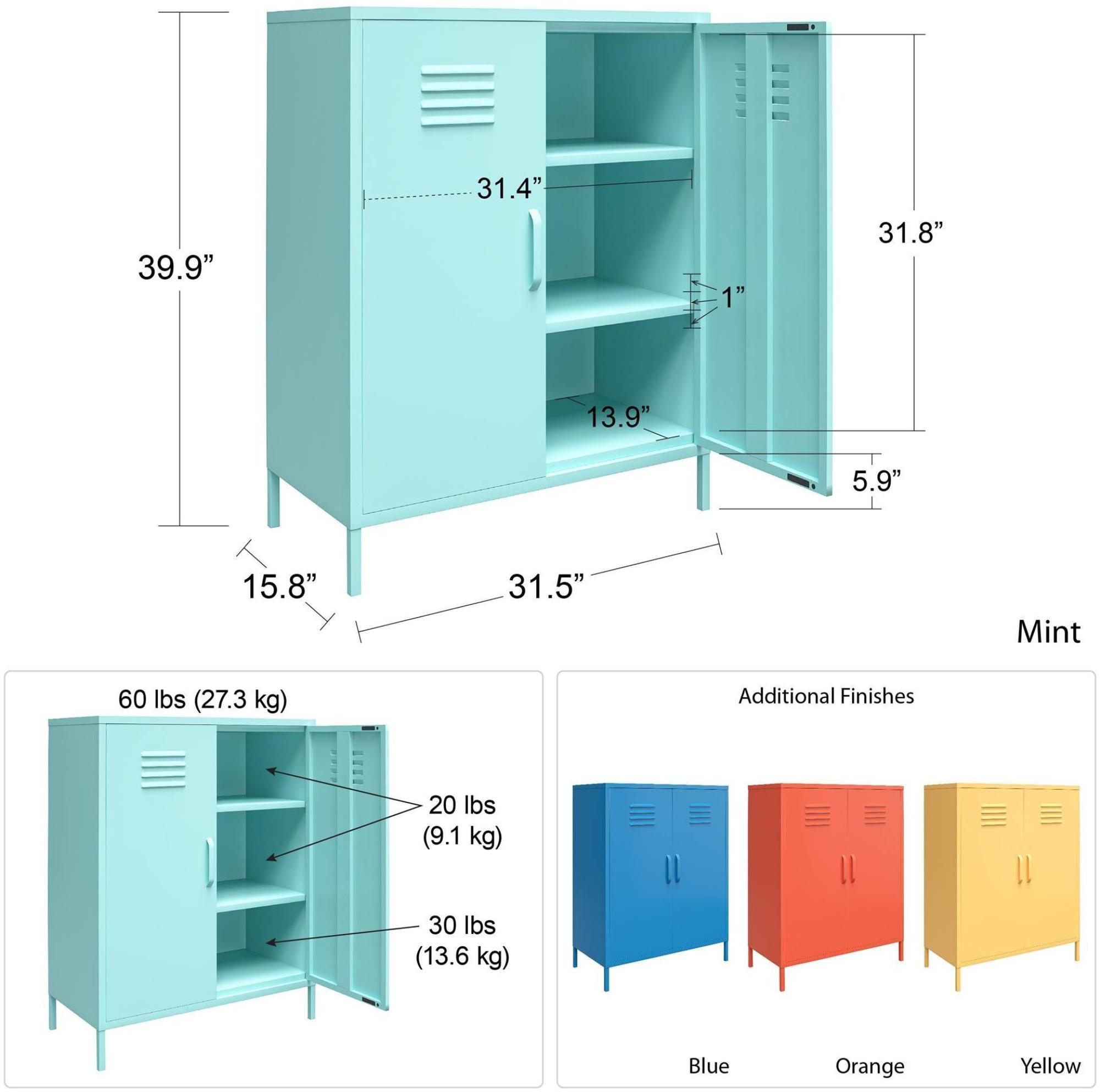 Product photograph of Alphason Novogratz Cache Orange 2 Door Locker Storage Cabinet from Choice Furniture Superstore.