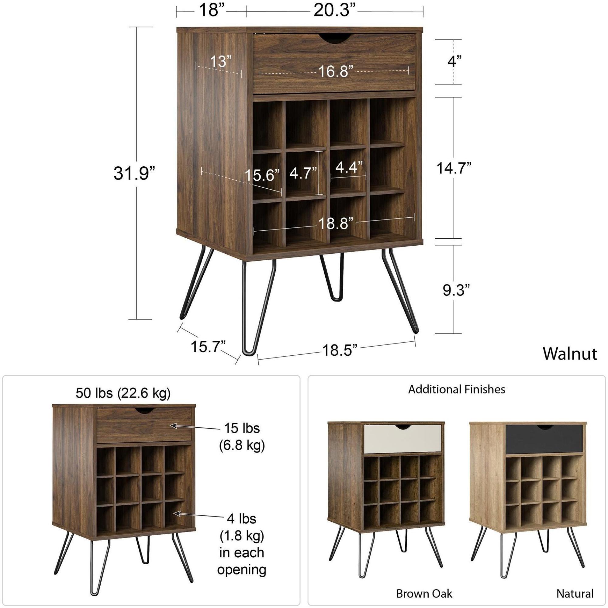 Product photograph of Alphason Novogratz Concord Brown Oak 1 Drawer Beverage Storage Stand from Choice Furniture Superstore.