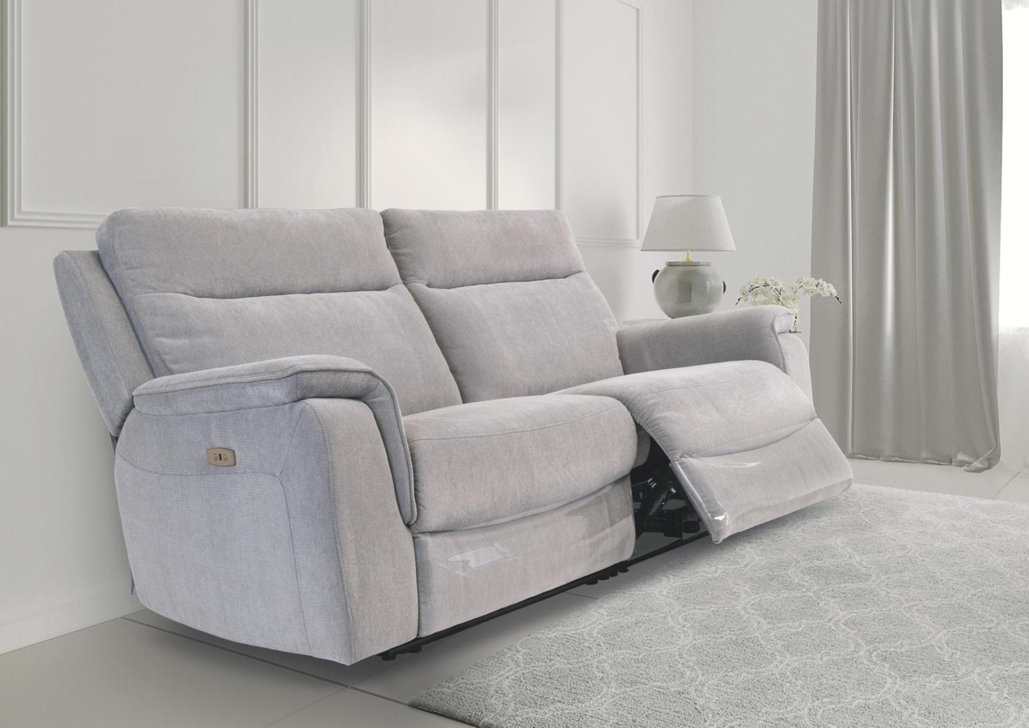 Product photograph of Havana Silver Grey Fabric 3 Seater Electric Recliner Sofa from Choice Furniture Superstore.