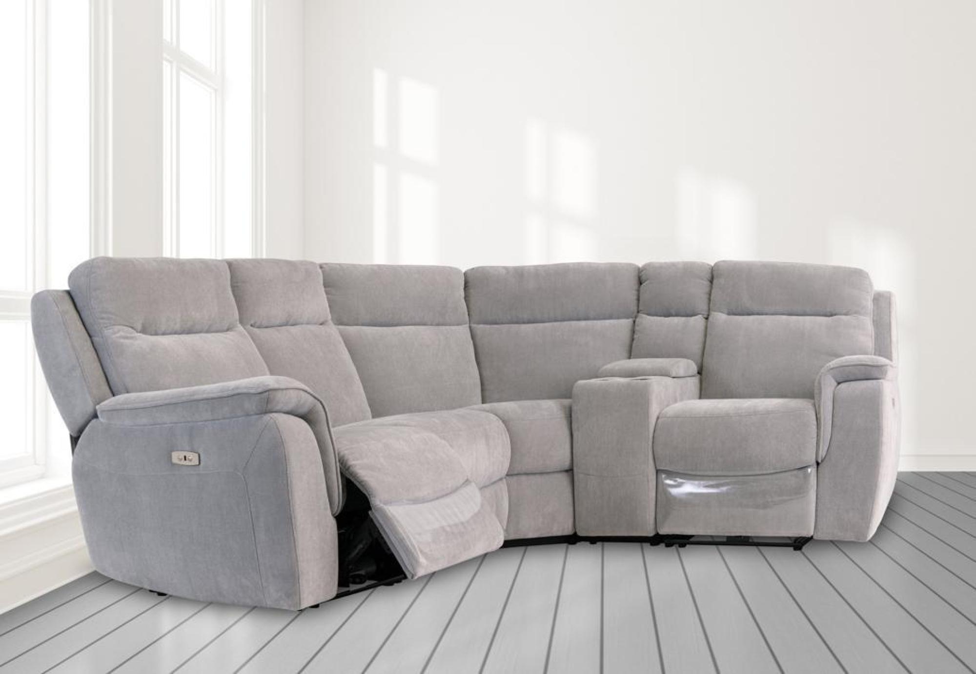 Product photograph of Corona Silver Grey Fabric Corner Electric Recliner Sofa from Choice Furniture Superstore.