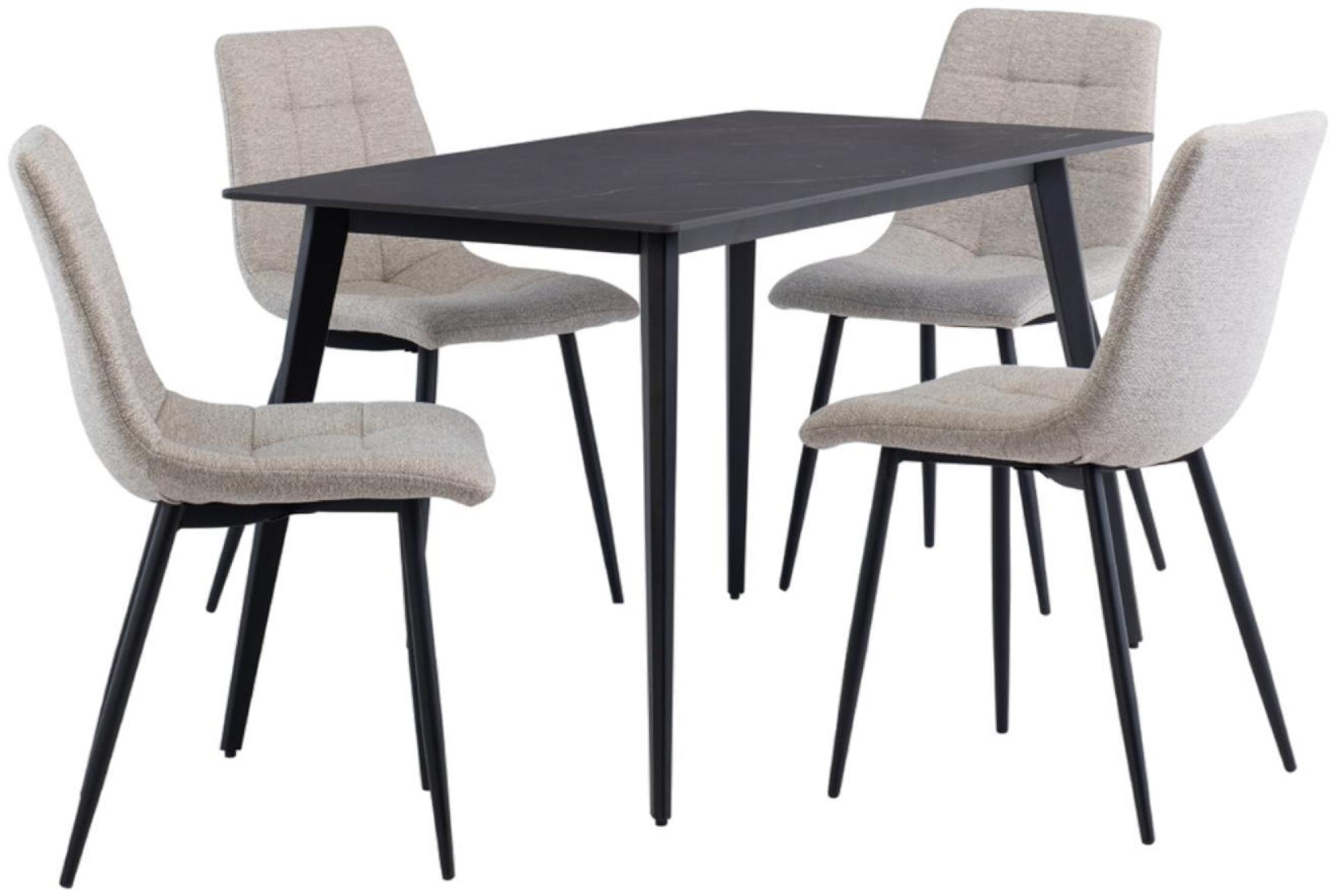 Product photograph of Ivy Mooney Matt Black Sintered Stone Top 4 Seater Dining Table from Choice Furniture Superstore.