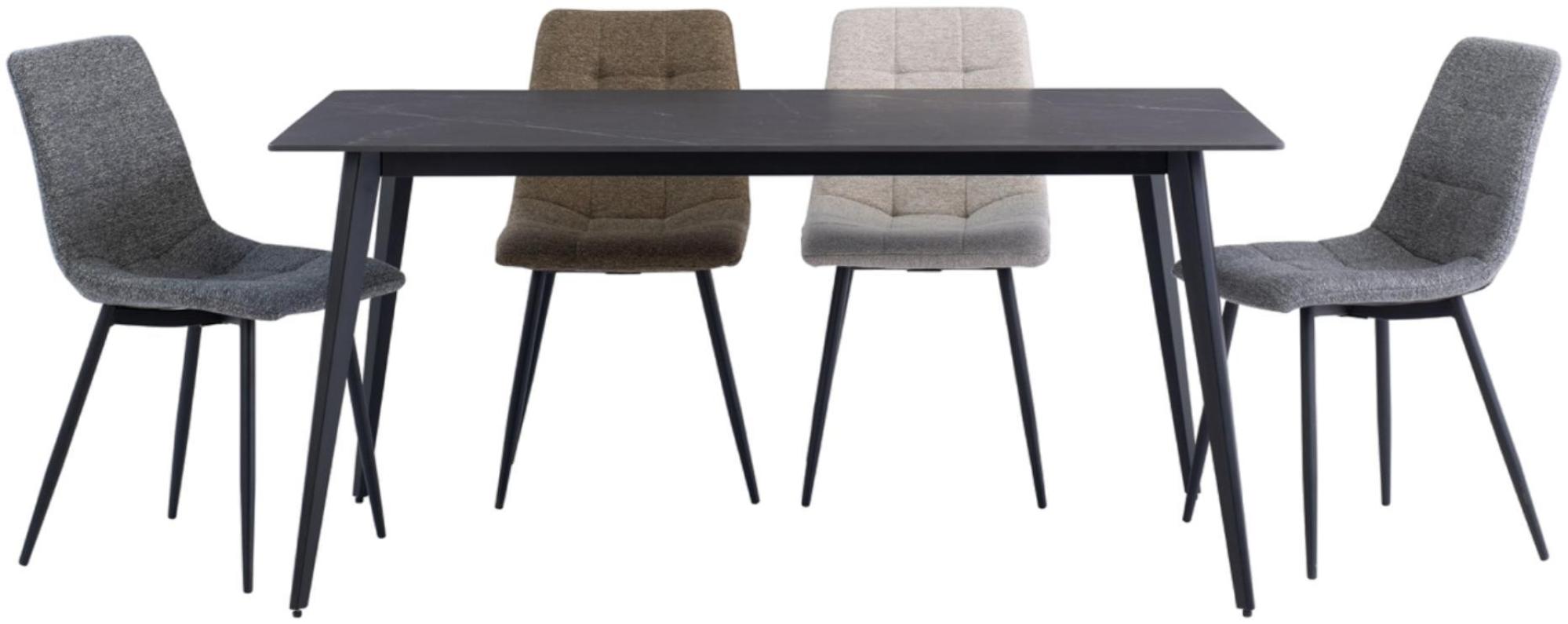 Product photograph of Ivy Mooney Matt Black Sintered Stone Top 6 Seater Dining Table from Choice Furniture Superstore.