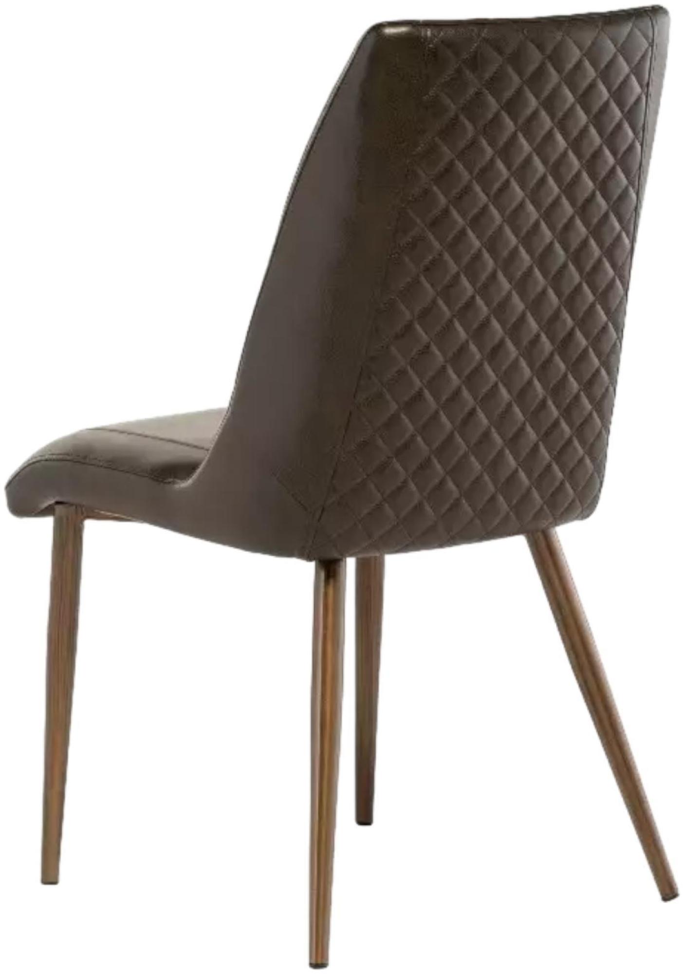 Product photograph of Amber Dark Brown Faux Leather Dining Chair Sold In Pairs from Choice Furniture Superstore.