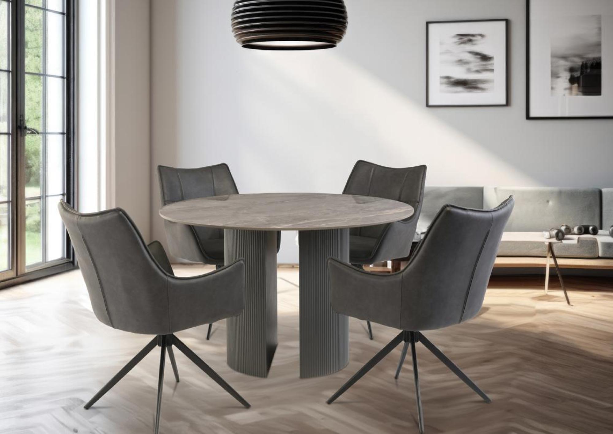 Product photograph of Bossini Dark Grey 4 Seater Round Dining Table from Choice Furniture Superstore.