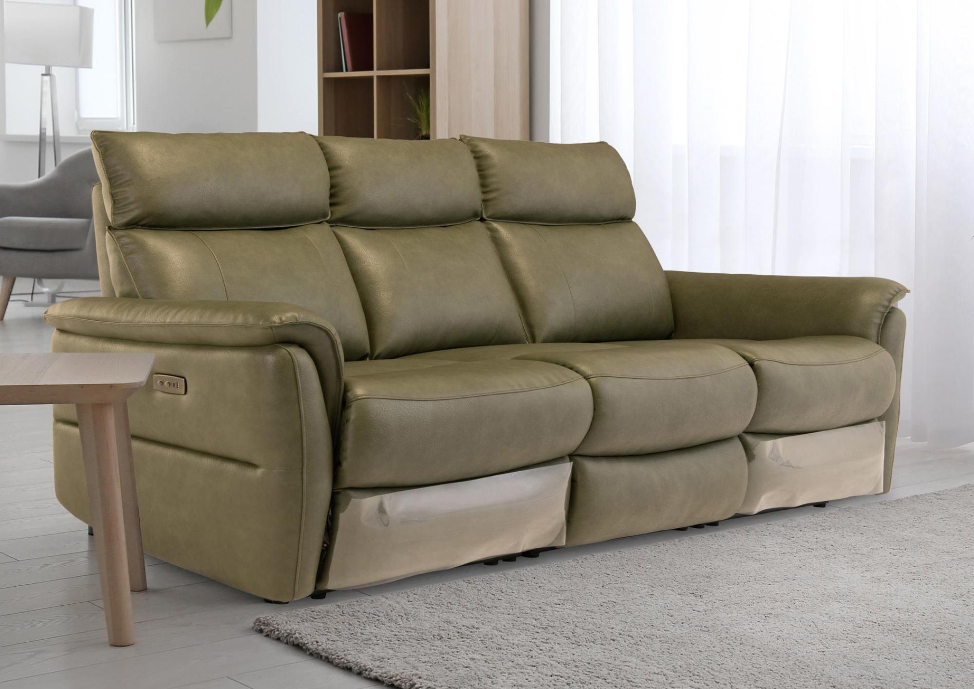 Product photograph of Cerano Vintage Green 3 Seater Electric Recliner Sofa from Choice Furniture Superstore.