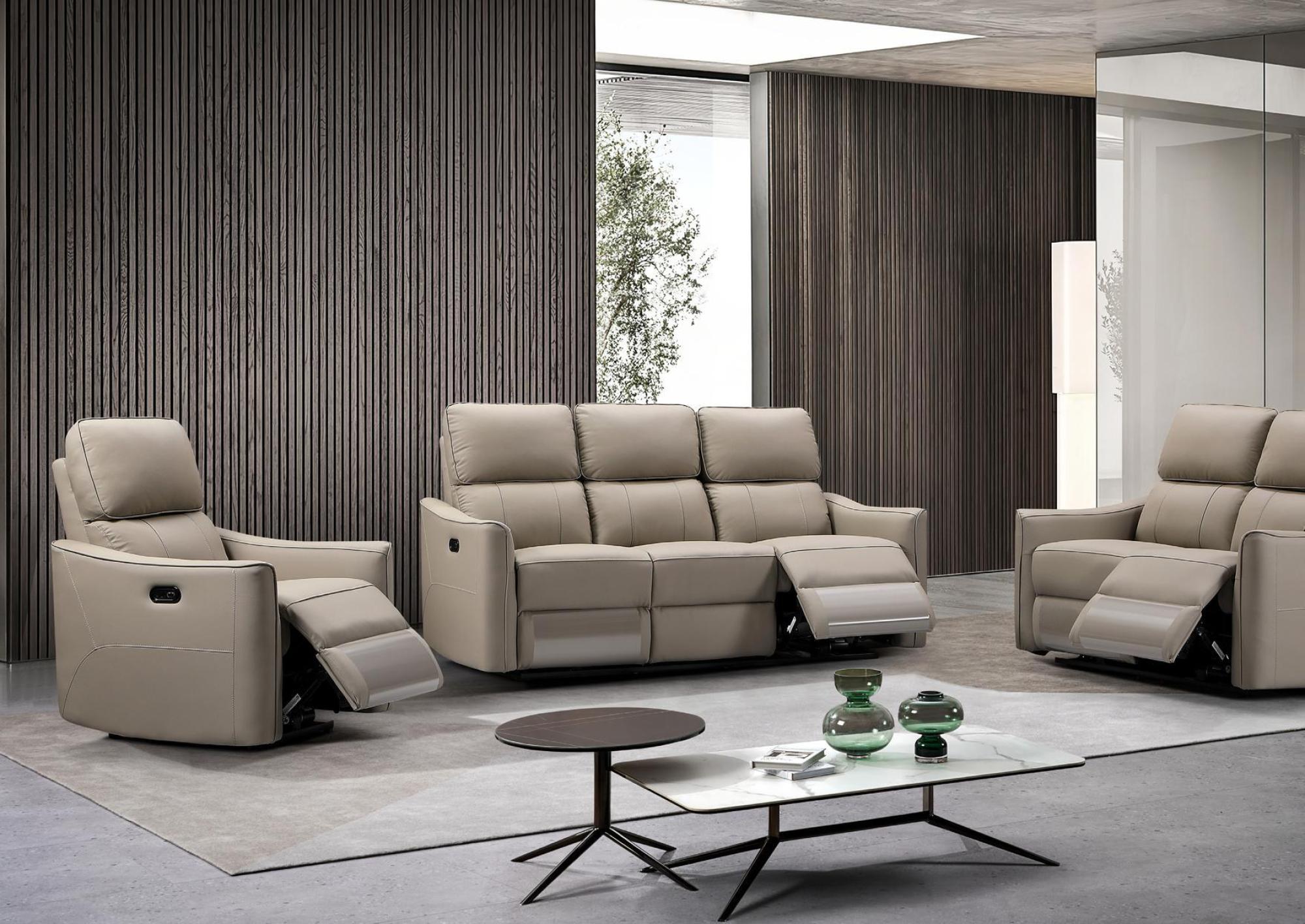 Product photograph of Claudia Taupe Leather 2 Seater Electric Recliner Sofa from Choice Furniture Superstore.