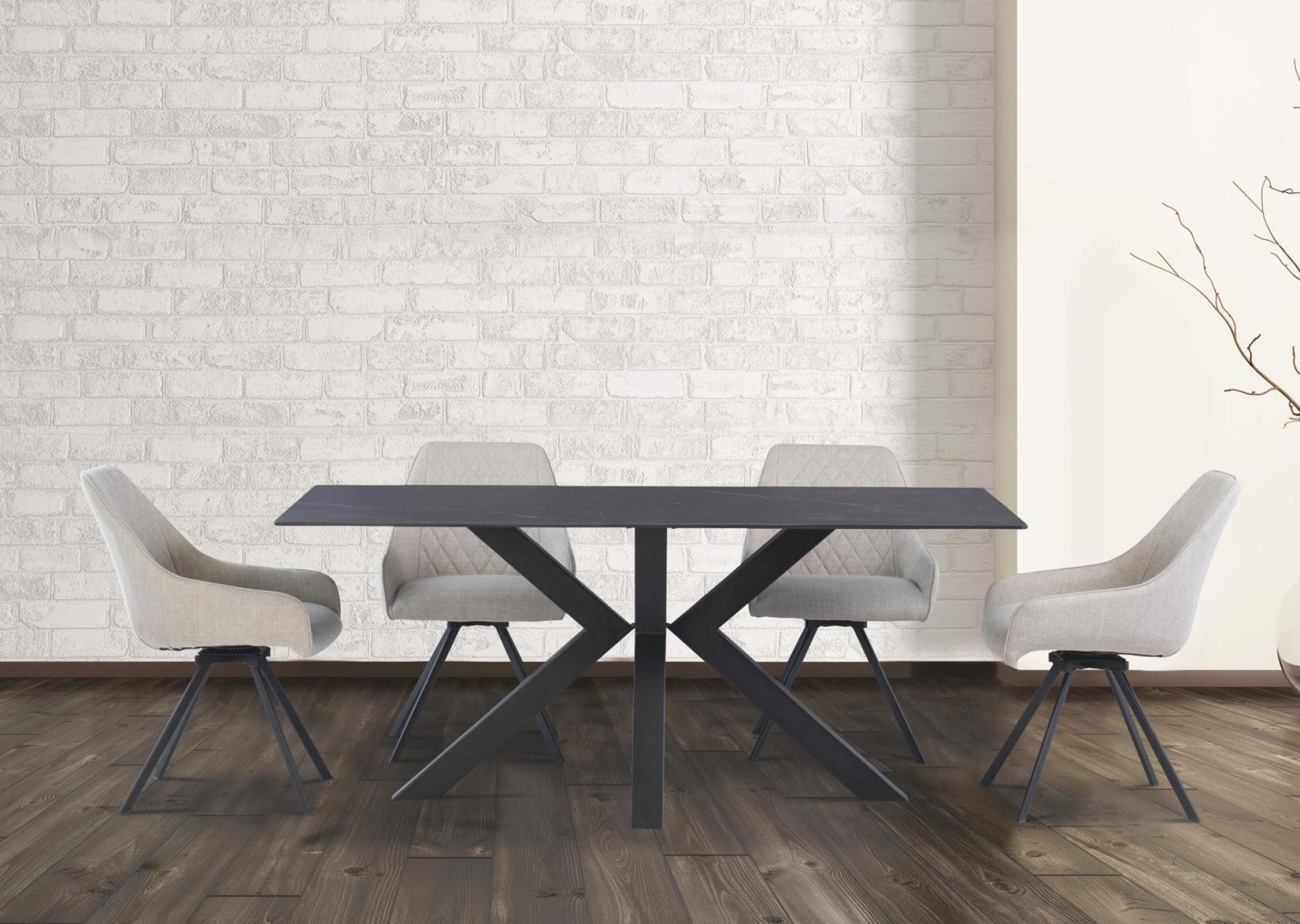Product photograph of Cora Mooney Black Sintered Stone 6 Seater Dining Table from Choice Furniture Superstore.