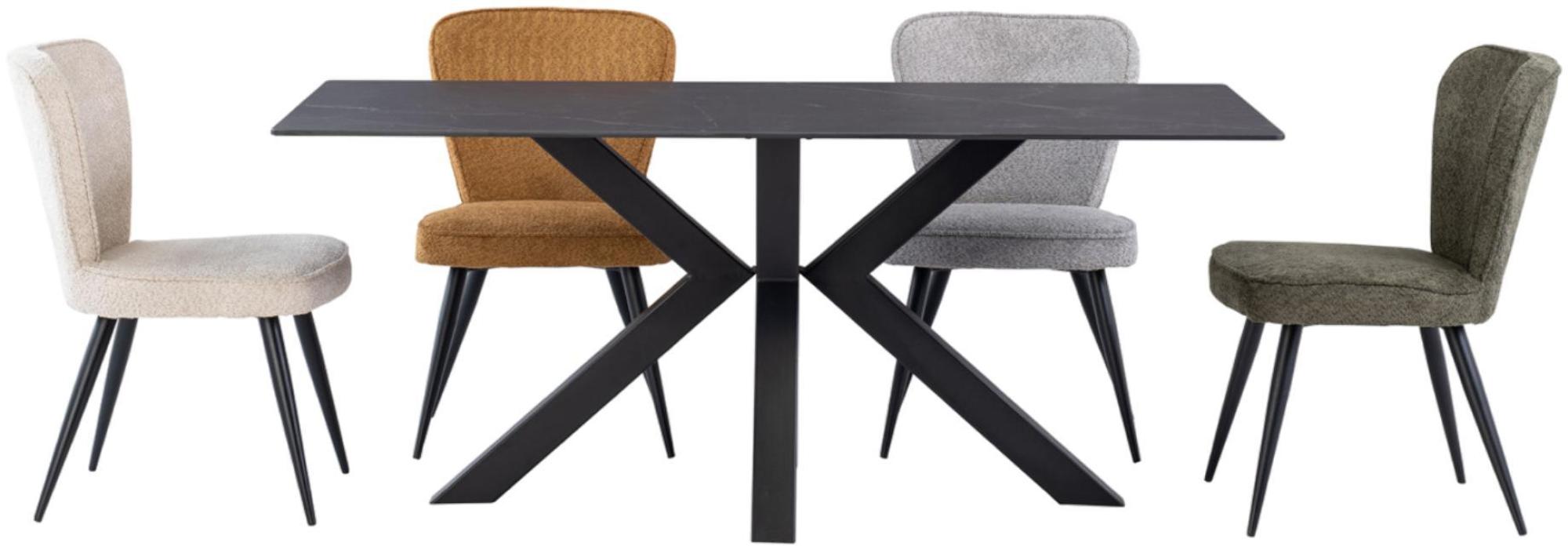 Product photograph of Cora Mooney Black Sintered Stone 6 Seater Dining Table from Choice Furniture Superstore.