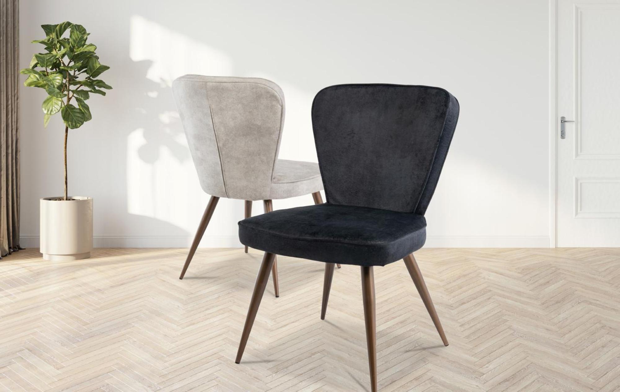 Product photograph of Flavia Black Velvet Fabric Dining Chair Sold In Pairs from Choice Furniture Superstore.