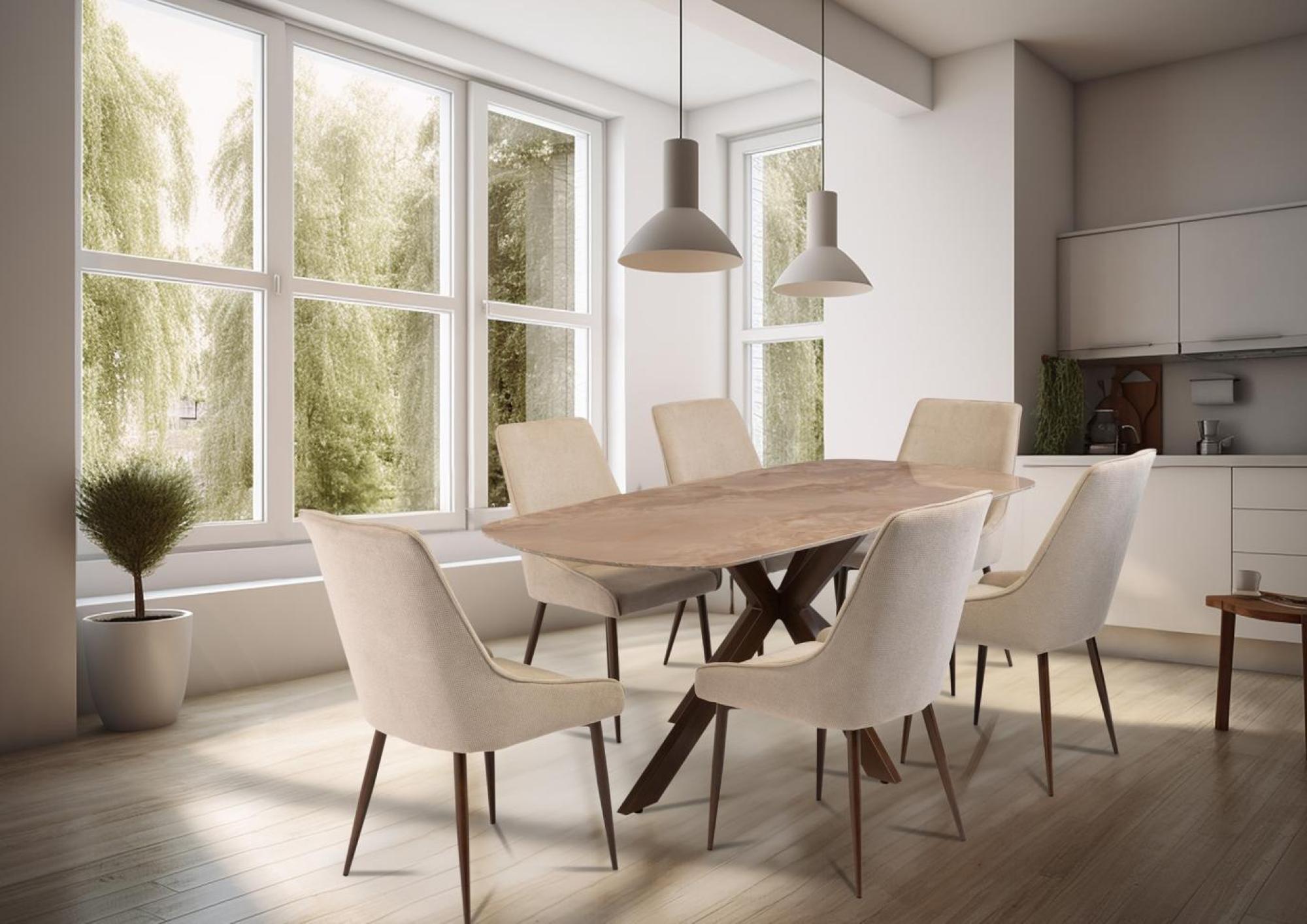 Product photograph of Jade Ivory 6 Seater Dining Table from Choice Furniture Superstore.