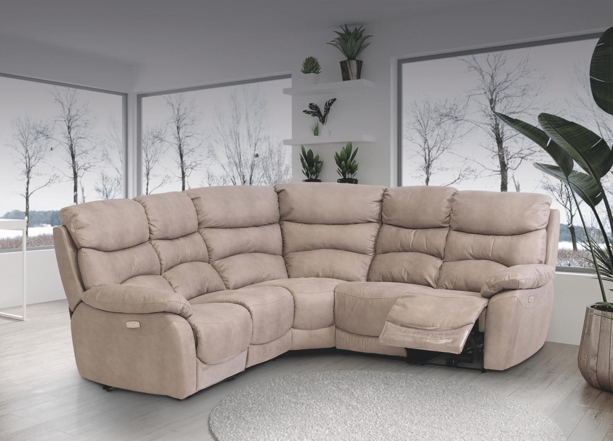 Product photograph of Layla Natural Fabric Corner Recliner Sofa from Choice Furniture Superstore.