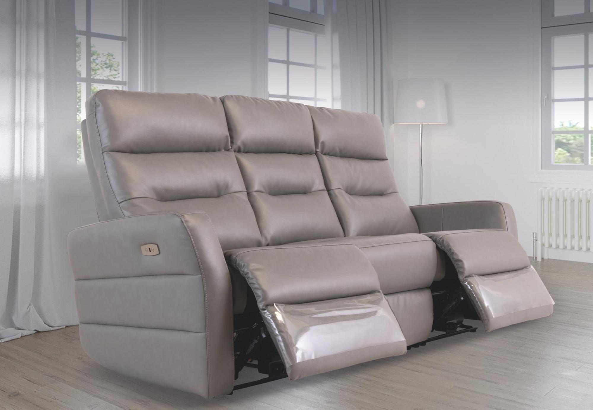 Product photograph of Madison Grey Leather 3 Seater Electric Recliner Sofa from Choice Furniture Superstore.