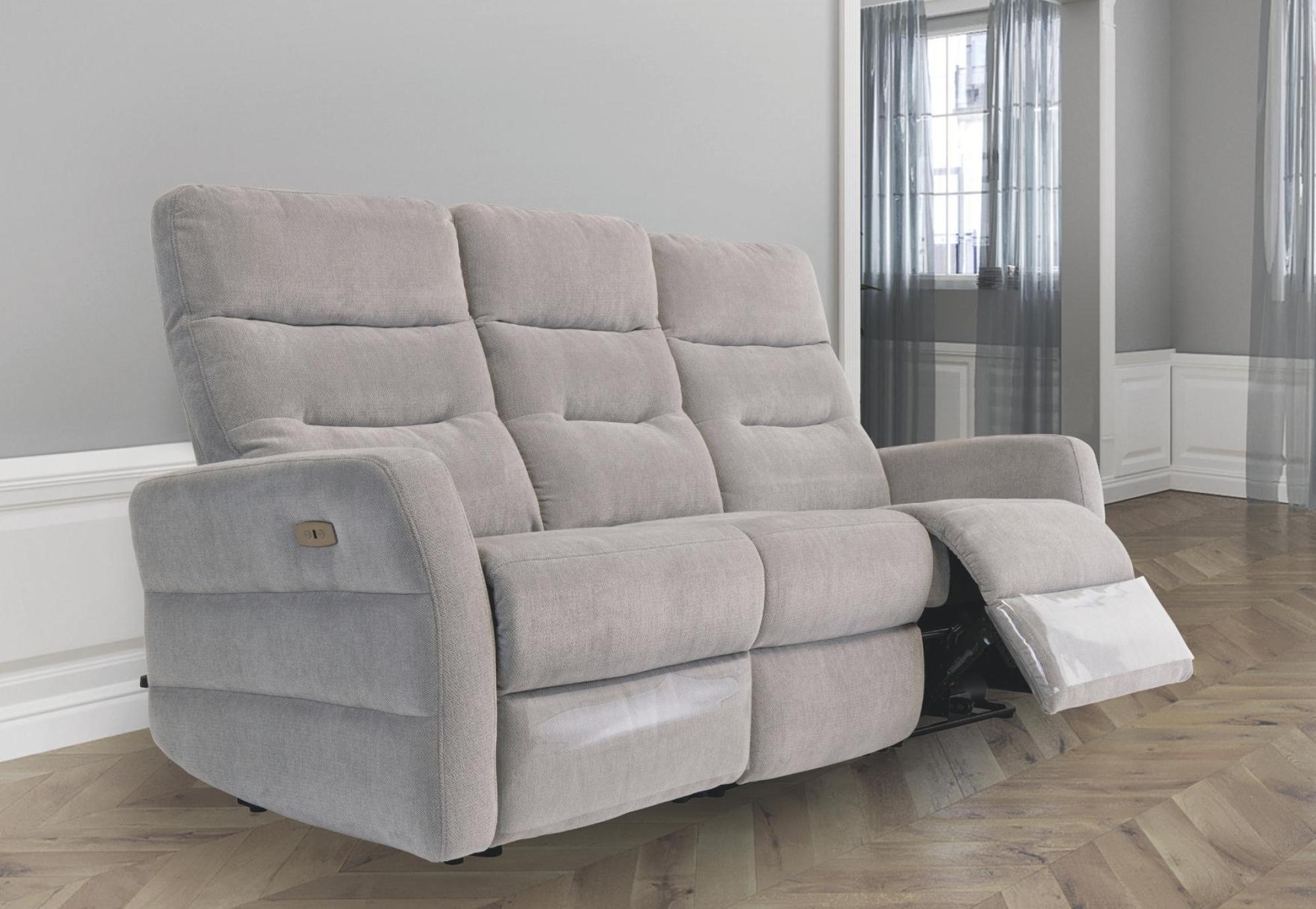 Product photograph of Madison Silver Grey Fabric 3 Seater Electric Recliner Sofa from Choice Furniture Superstore.