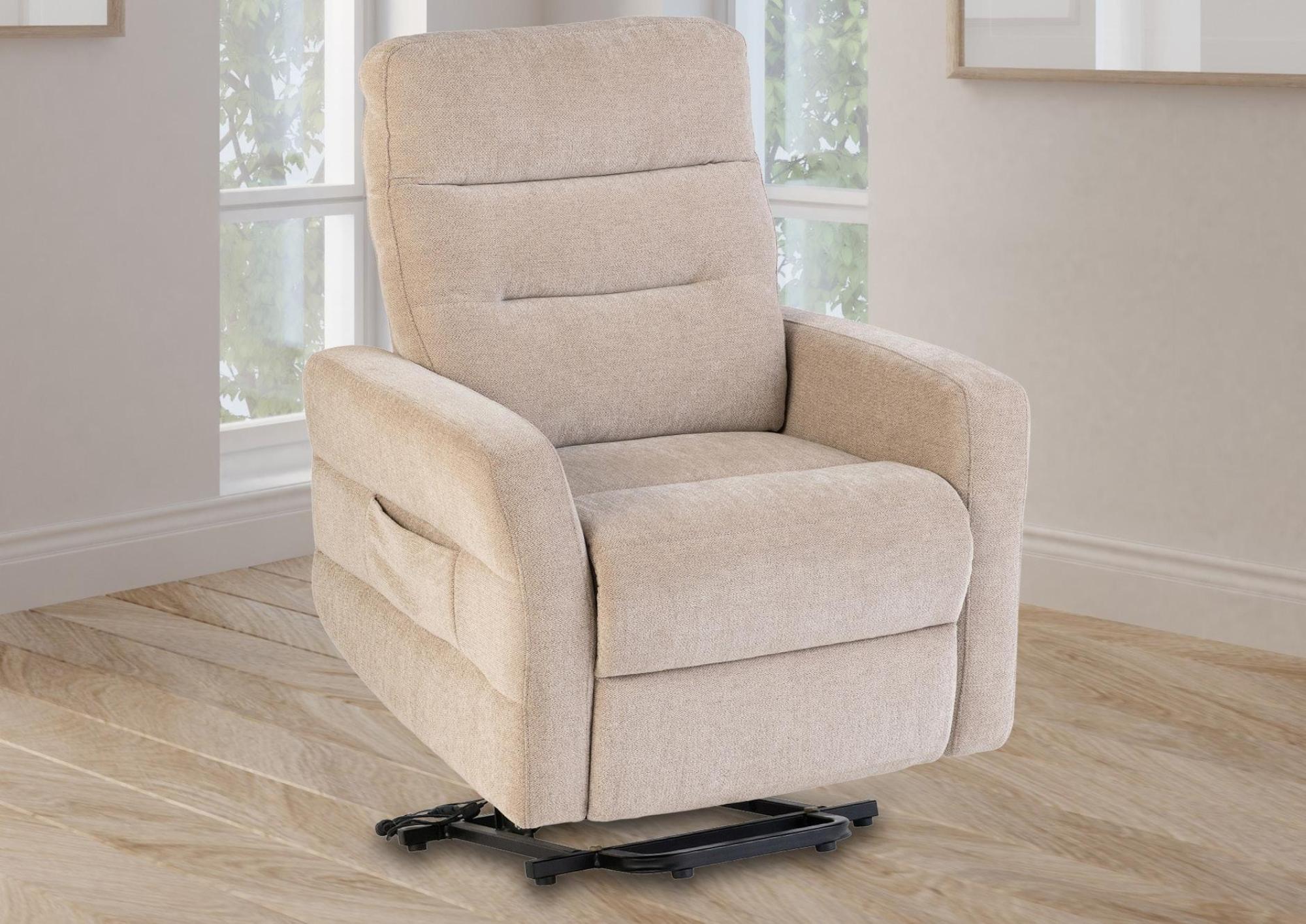 Product photograph of Madison Mink Fabric Tilt And Rise Recliner Armchair from Choice Furniture Superstore.