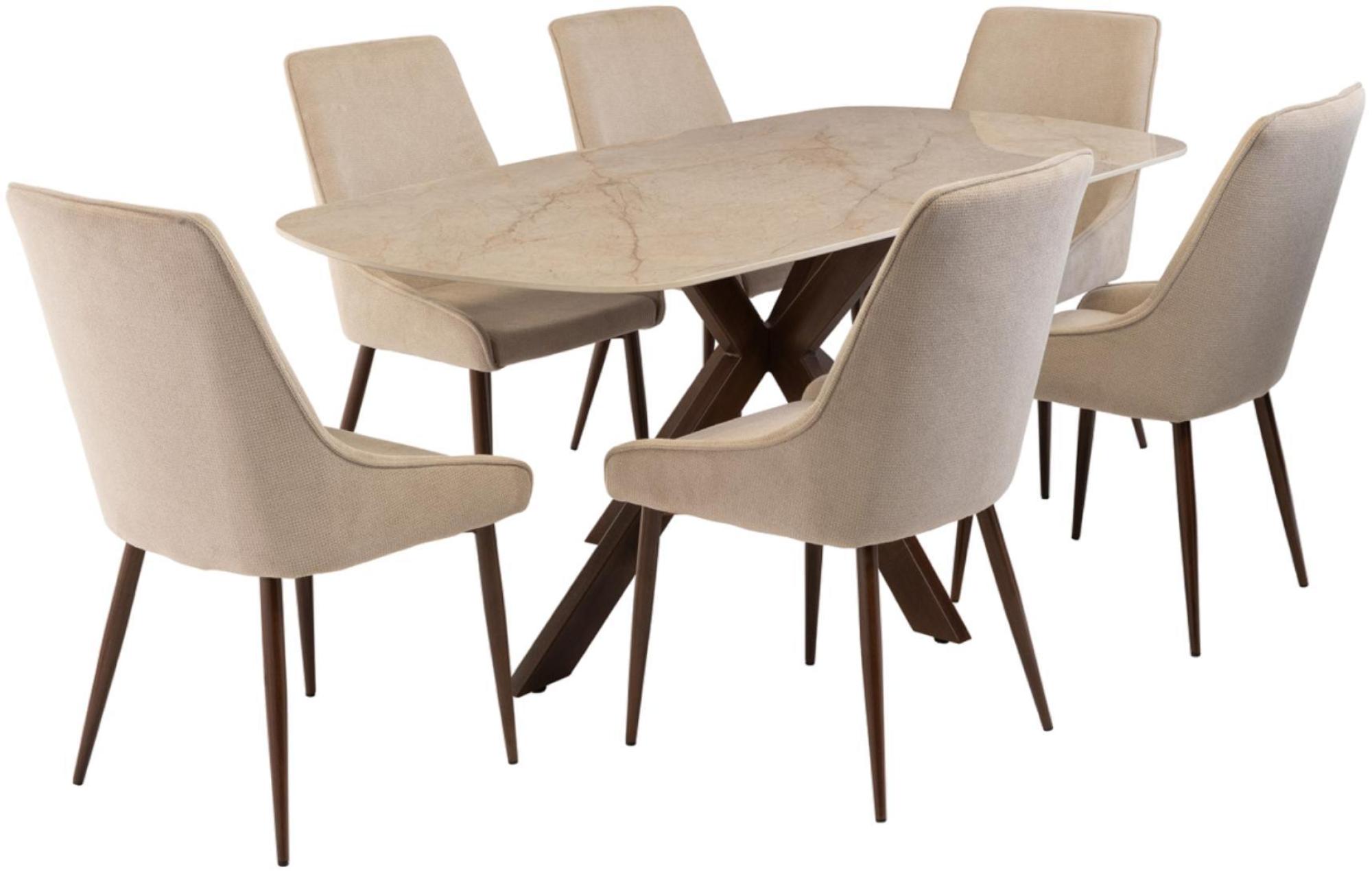 Product photograph of Murano Shakespeare Ivory 6 Seater Dining Table from Choice Furniture Superstore.