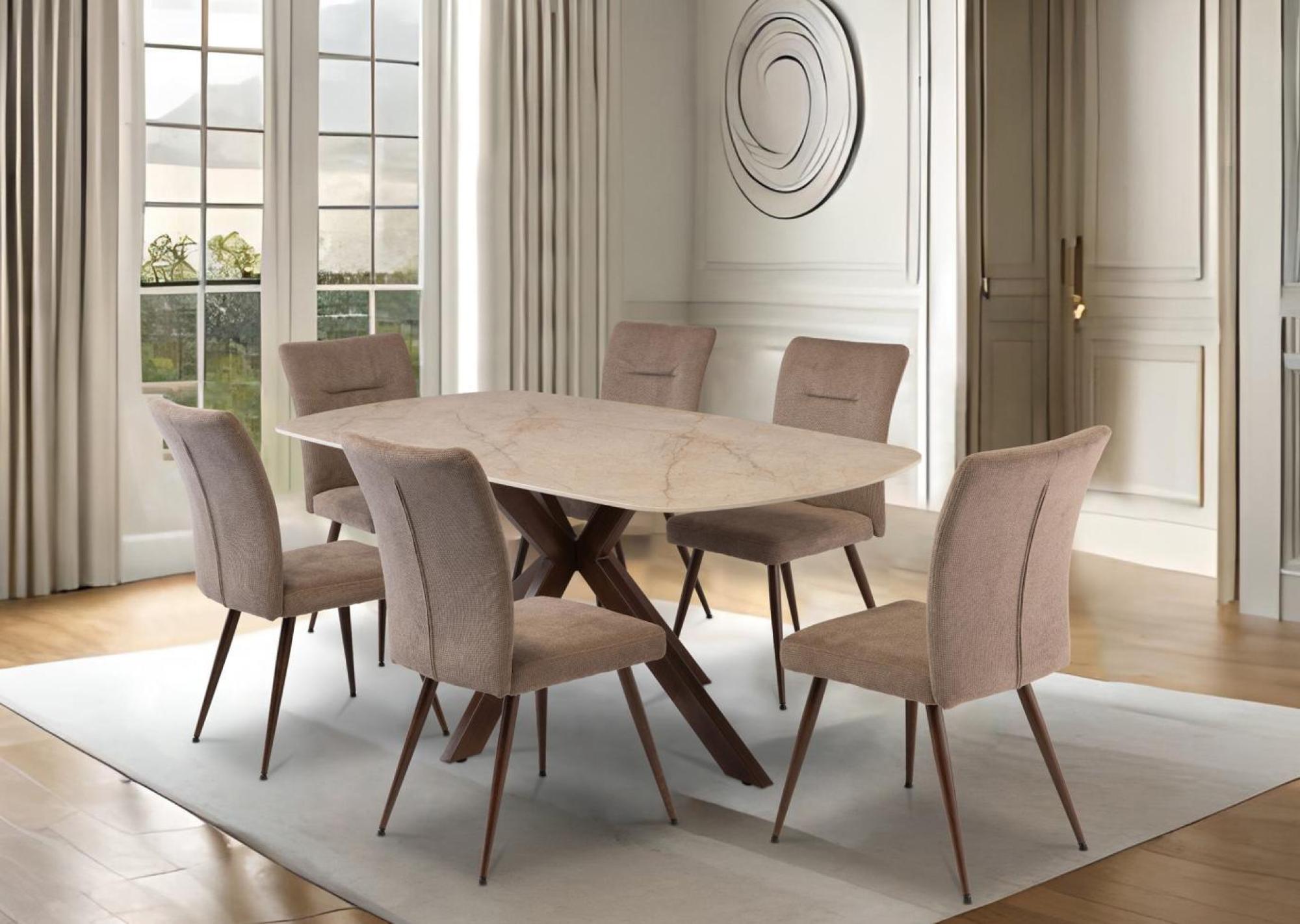 Product photograph of Murano Shakespeare Ivory 6 Seater Dining Table from Choice Furniture Superstore.