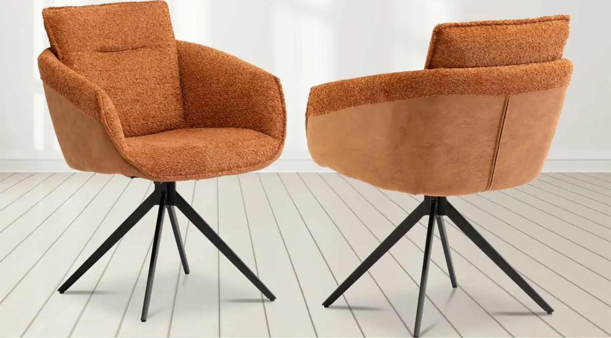 Product photograph of Naples Rust Velvet Fabric Dining Armchair Sold In Pairs from Choice Furniture Superstore.