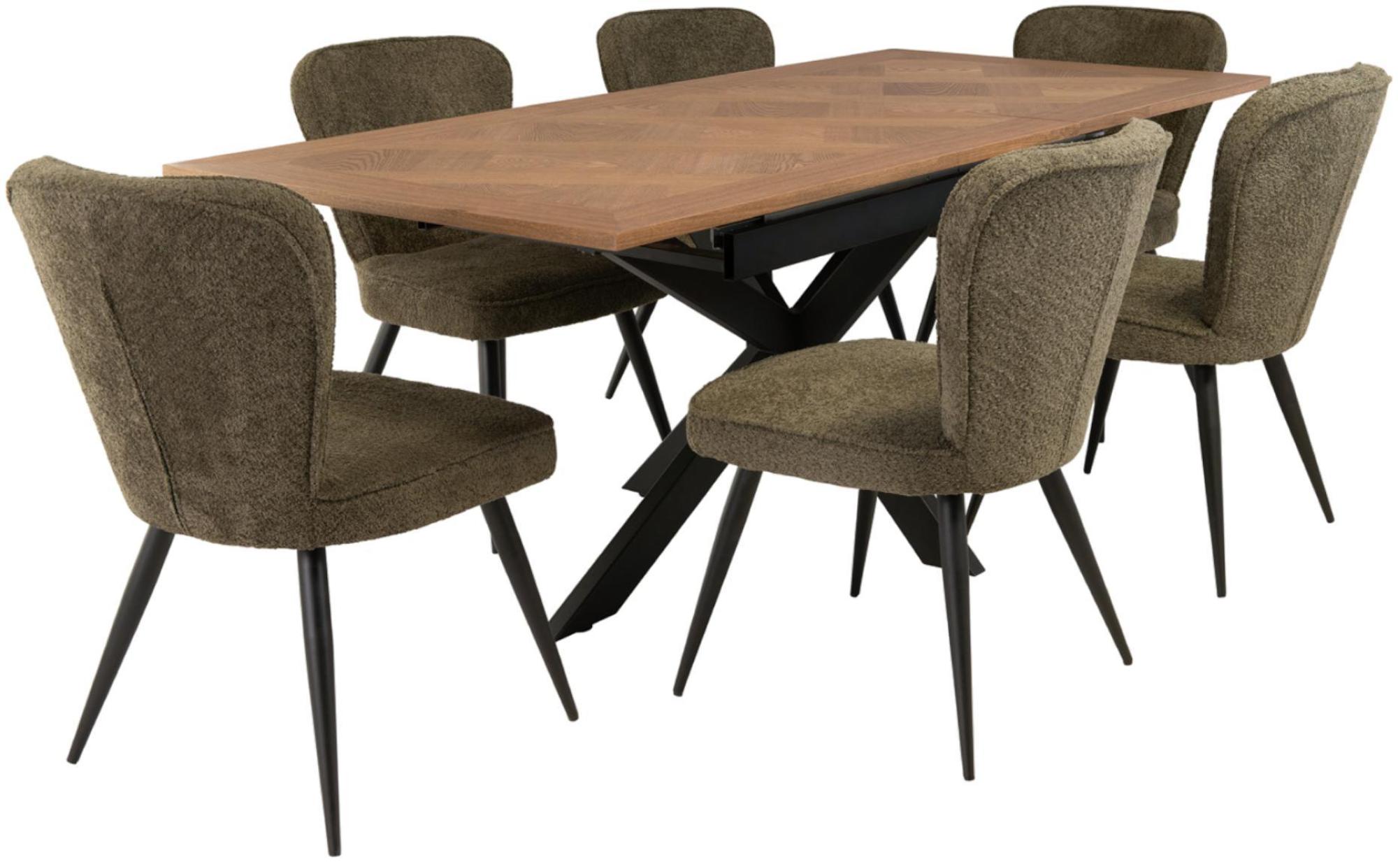 Product photograph of Payton 6 Seater Extending Dining Table Oak Veener With Black Powder Coated Steel X Frame Legs from Choice Furniture Superstore.