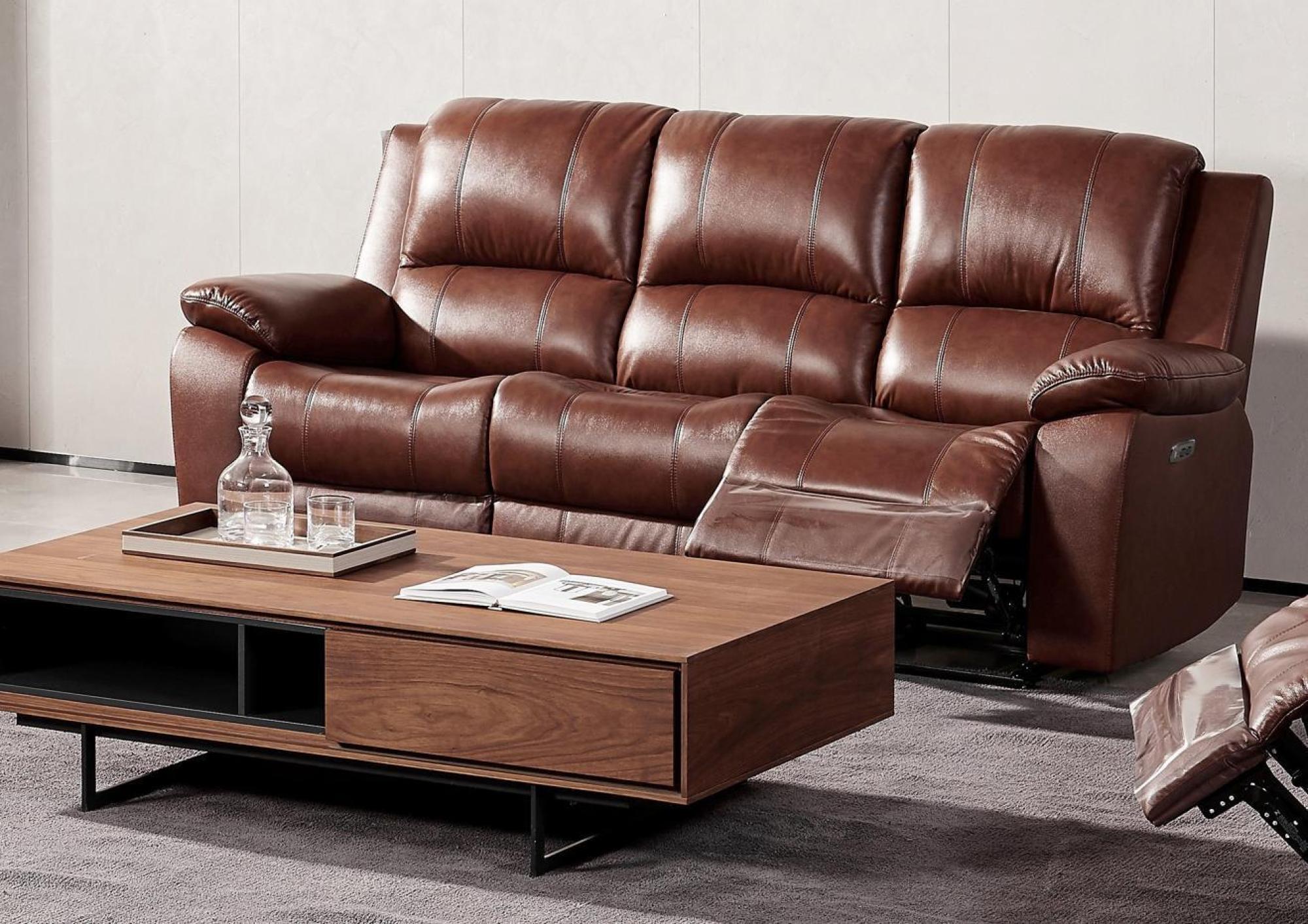 Product photograph of Horsham Dark Tan Leather 3 Seater Electric Recliner Sofa from Choice Furniture Superstore.