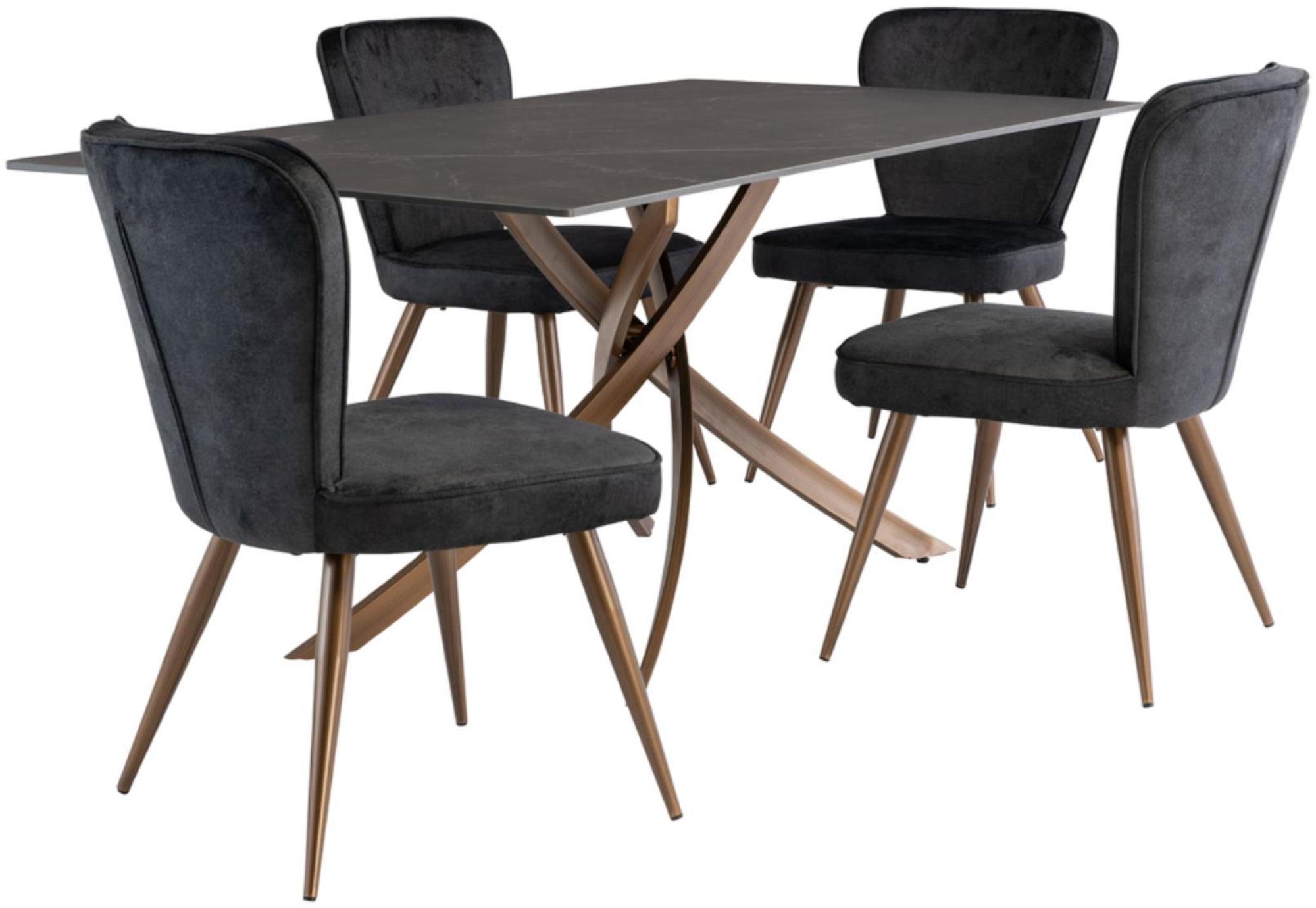 Product photograph of Rocco Mooney Black Sintered Stone Top 6 Seater Dining Table from Choice Furniture Superstore.