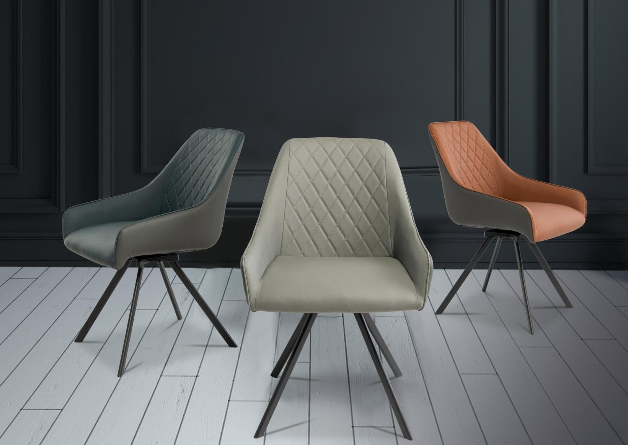 Product photograph of 2 X Seville Light Grey Swivel Dining Chair from Choice Furniture Superstore.