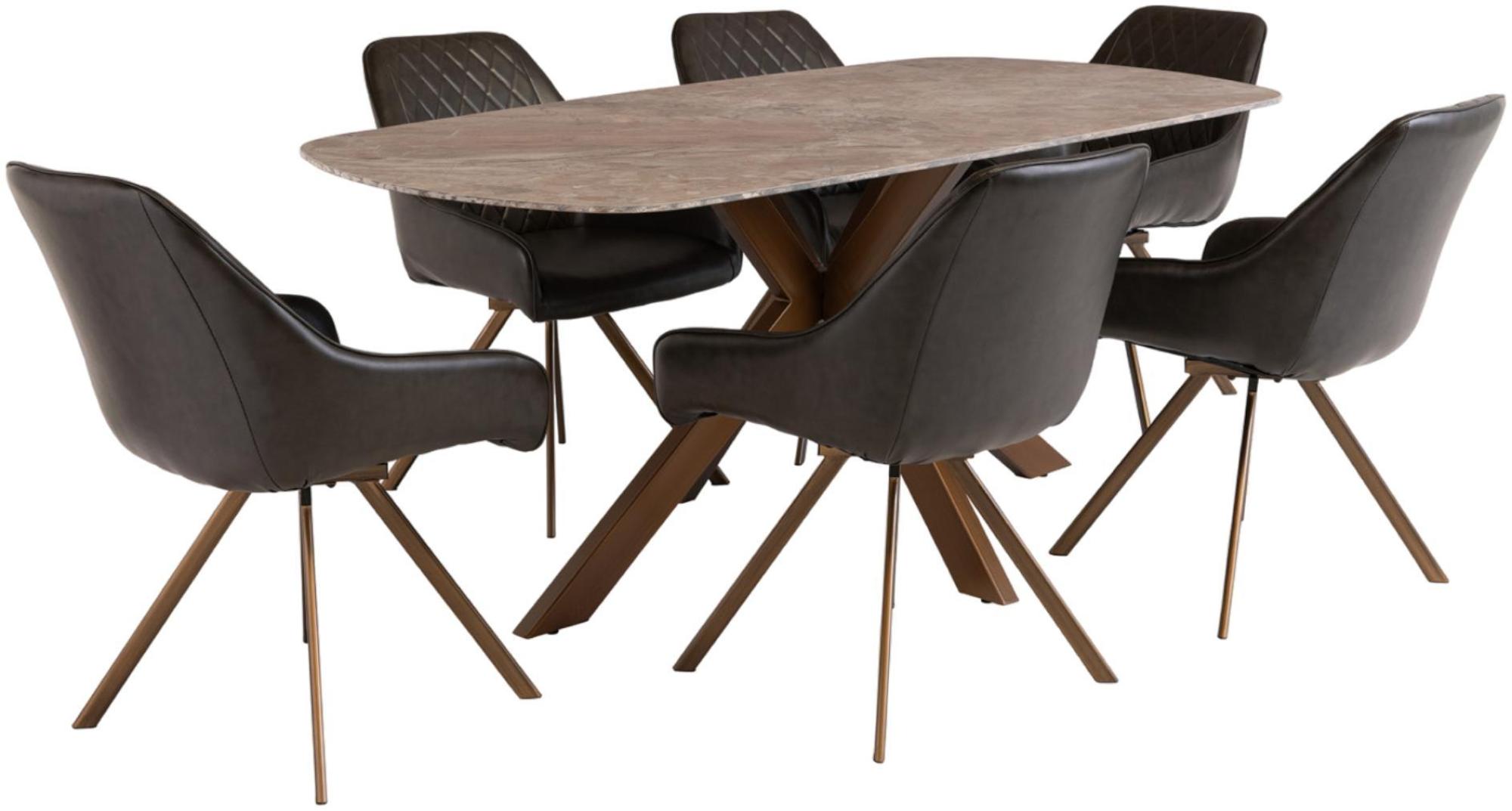 Product photograph of Solero Brown Sintered Stone Top 6 Seater Dining Table from Choice Furniture Superstore.