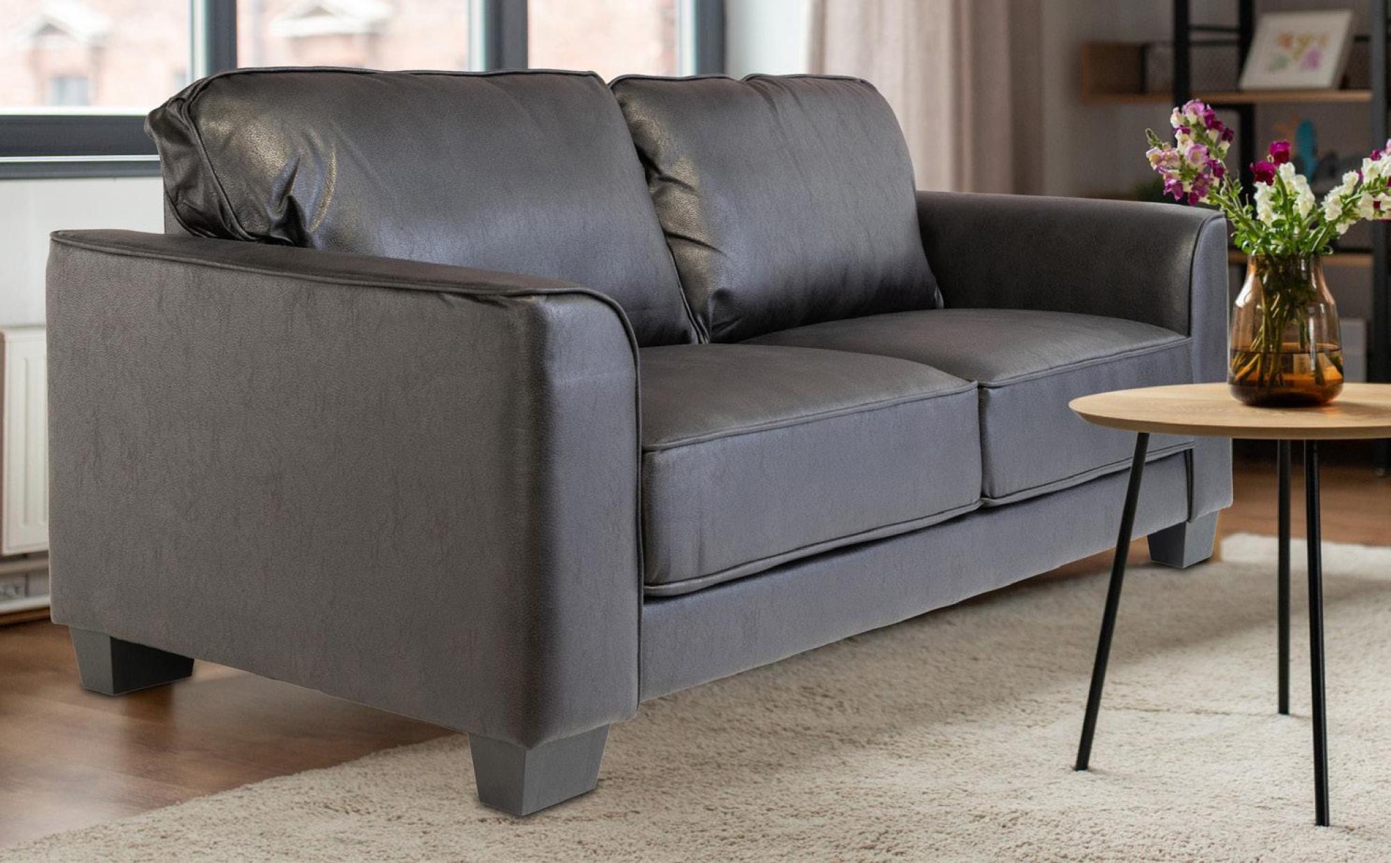 Product photograph of Yorklyn Black Distressed Fabric 3 Seater Sofa from Choice Furniture Superstore.