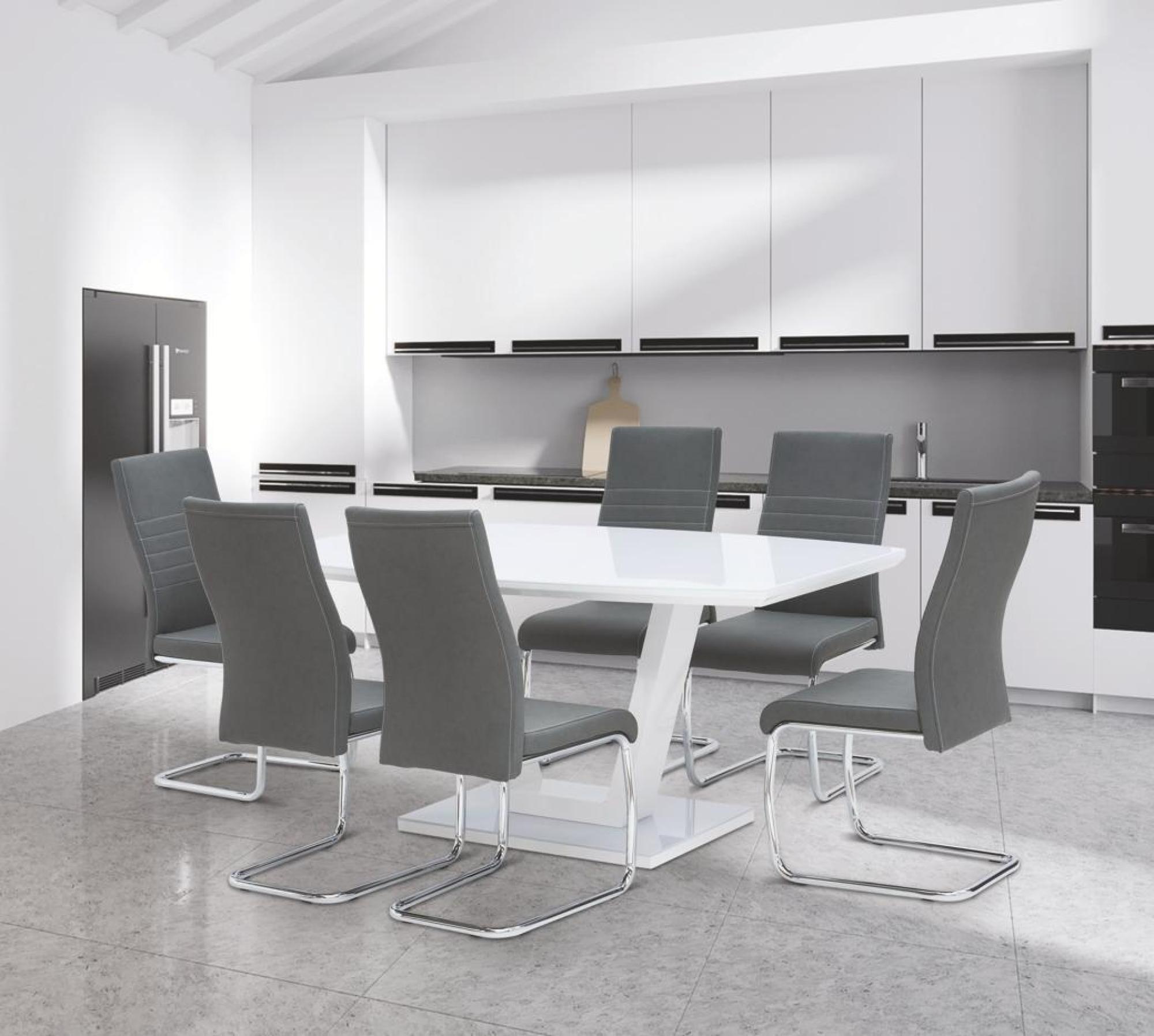 Product photograph of Venice White 6 Seater Dining Table from Choice Furniture Superstore.