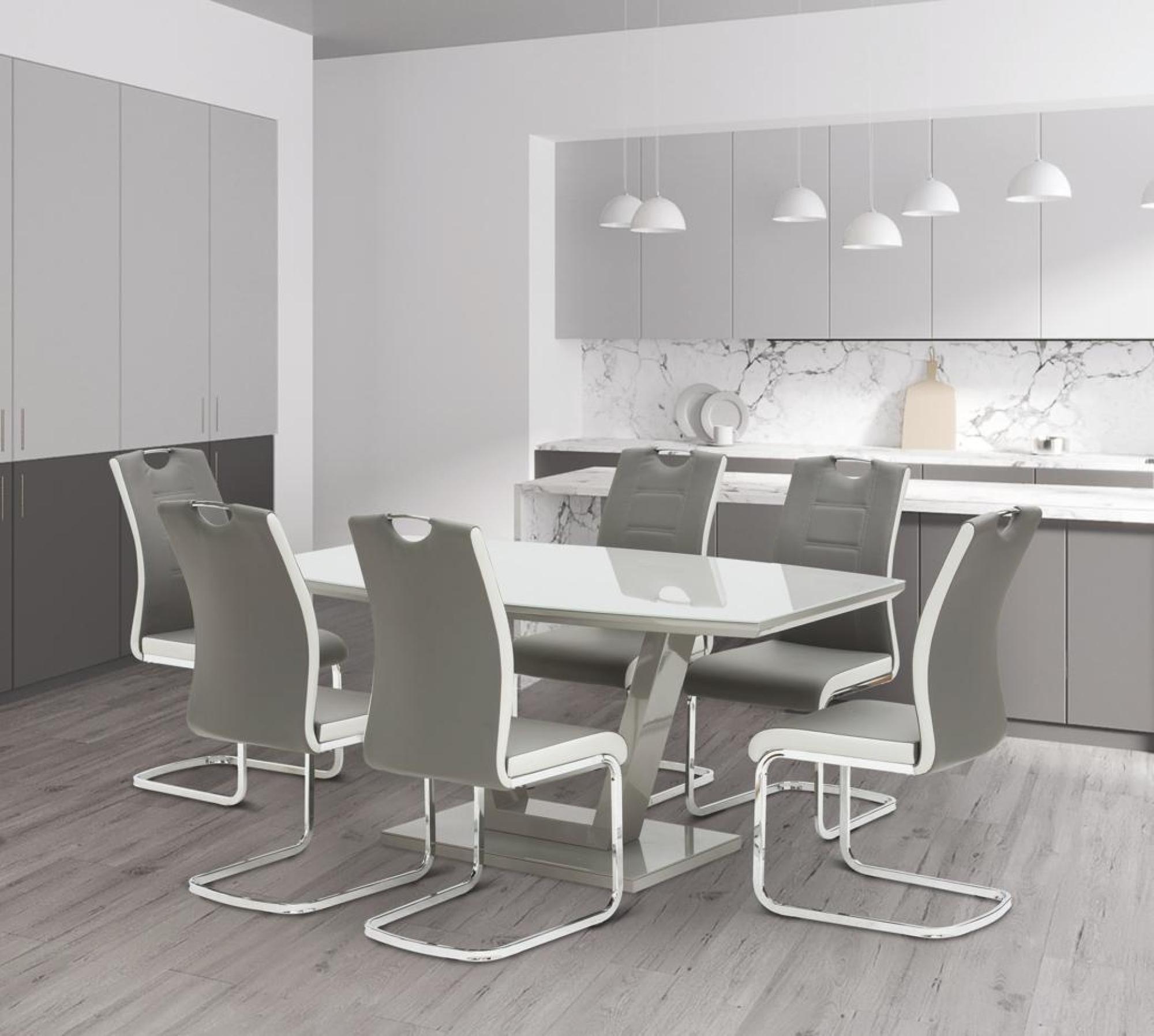 Product photograph of Venice Grey 6 Seater Dining Table from Choice Furniture Superstore.